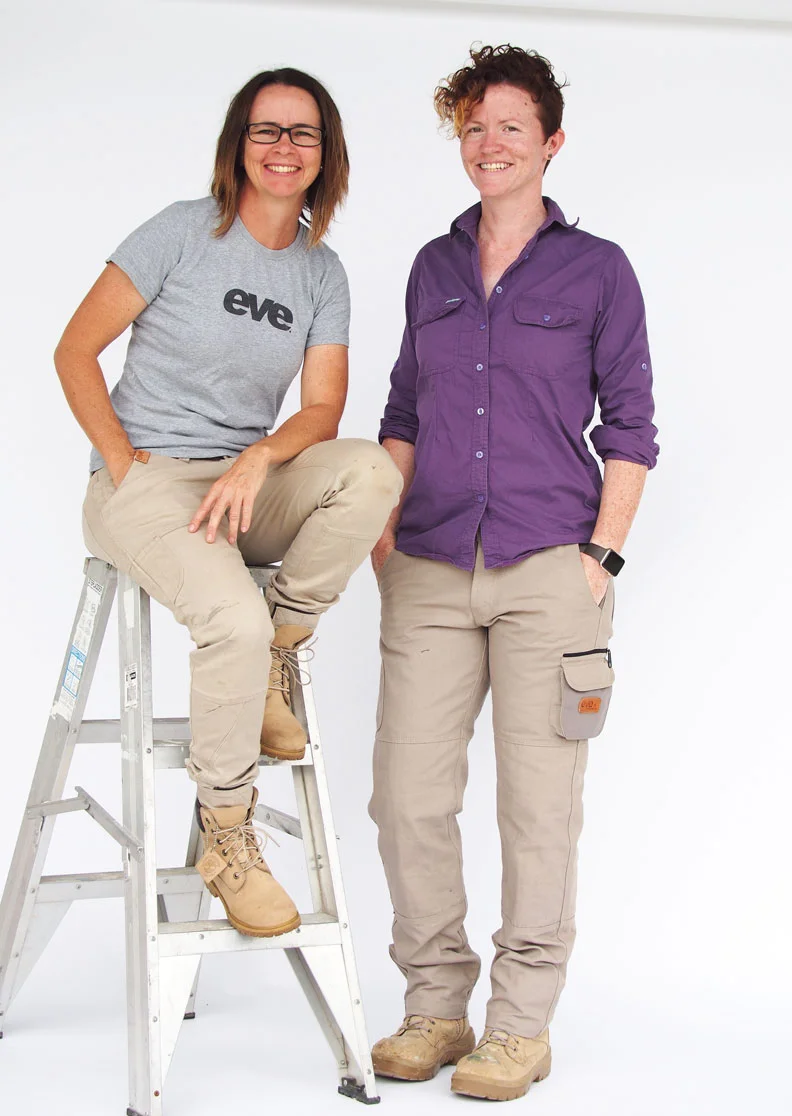 From Left Juanita Mottram and Laura Madden owners of eve renovations and eve workwear.