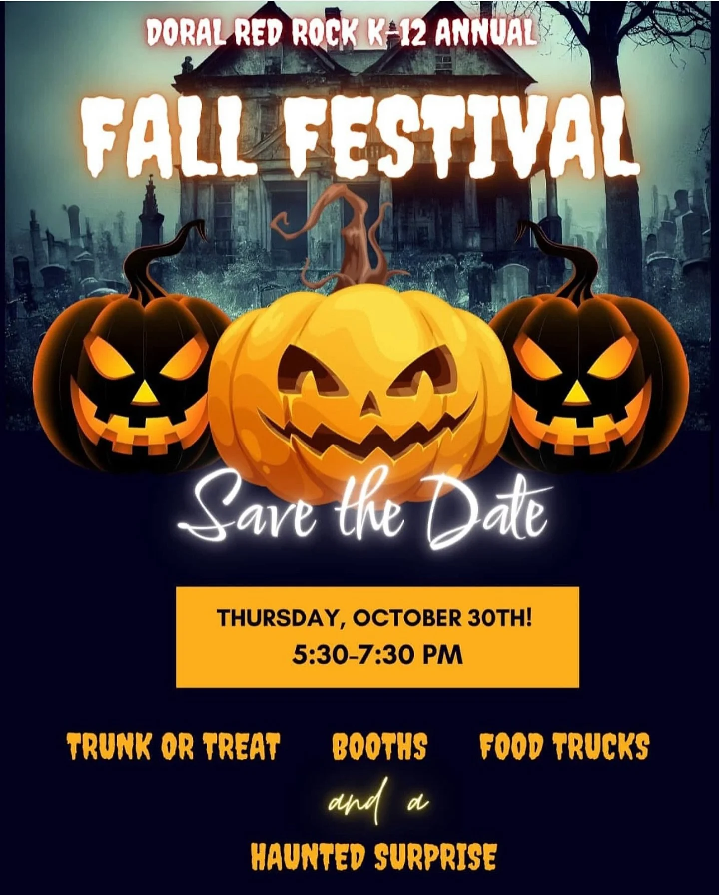 👻 Get ready for an unforgettable night! This year we&rsquo;re adding some exciting new attractions like Laser Tag, Raffle Baskets, and brand new booths! And don&rsquo;t worry your favorite classics like the Haunted House, Cake Walk, and Trunk or Tre