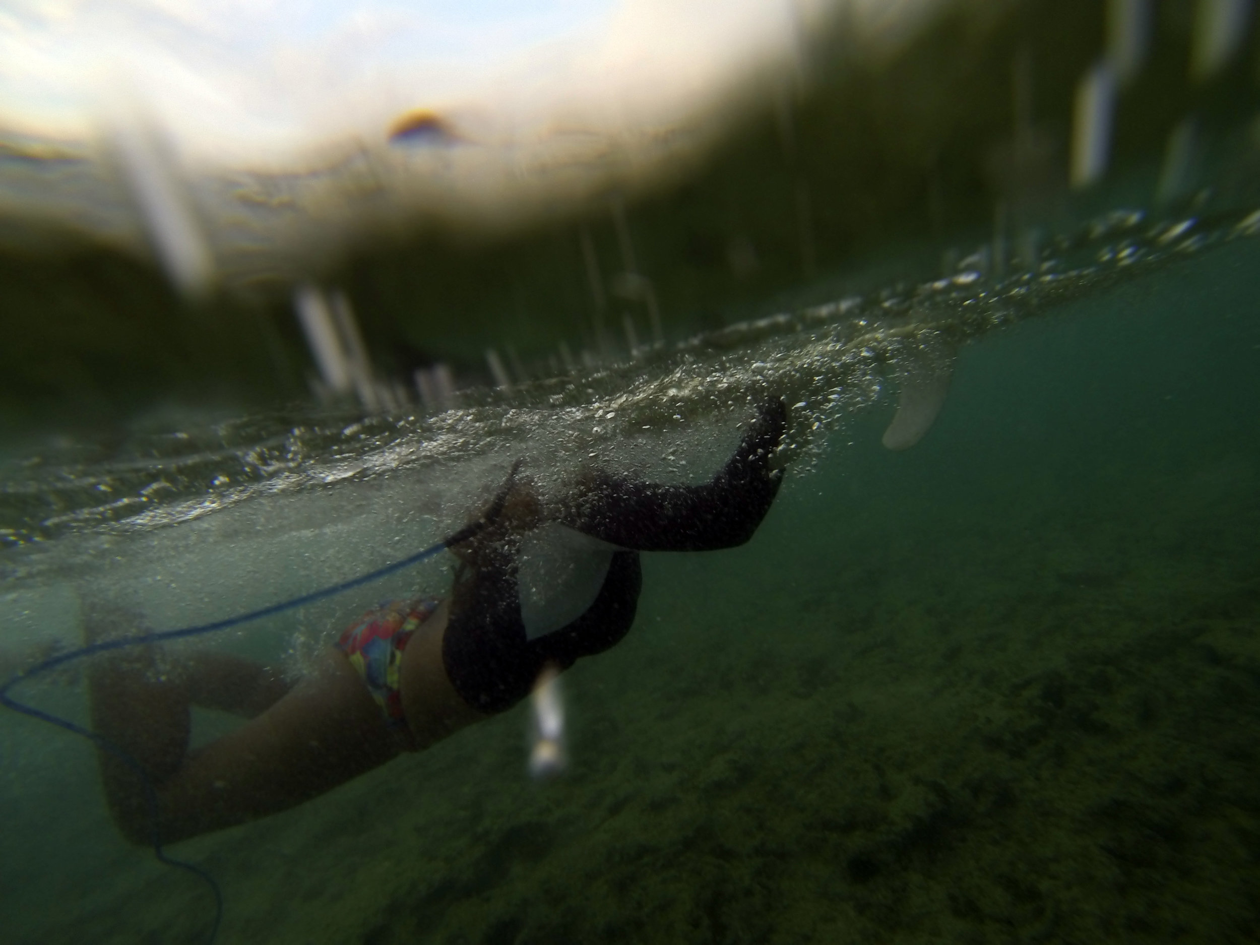 The inevitable wipe outs that I've come to enjoy. Here's the view of the reef underneath the surface.
