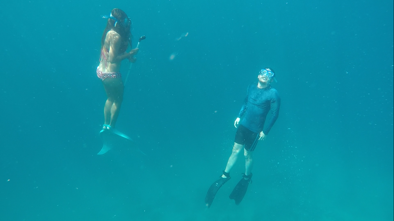 While shooting videos, this is Joshua Abella, and me surfacing for air in Angel’s Cove in Talicud Island. Awesome shot by Ael Nayve.