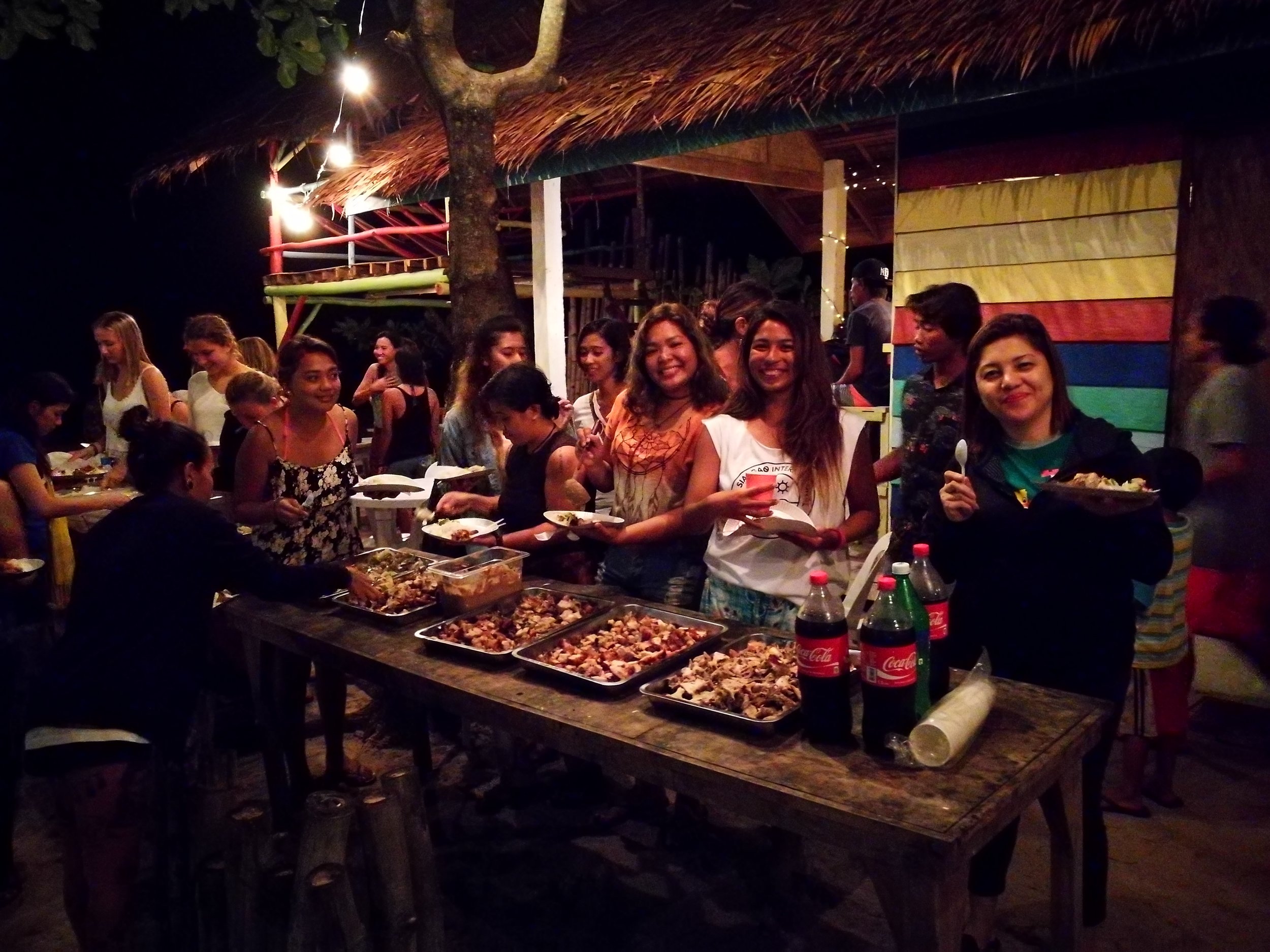 DSR guests, Dahican locals and surfing community get together for dinner prepared by Surf Shack’s Jek-Jek Ilagan.