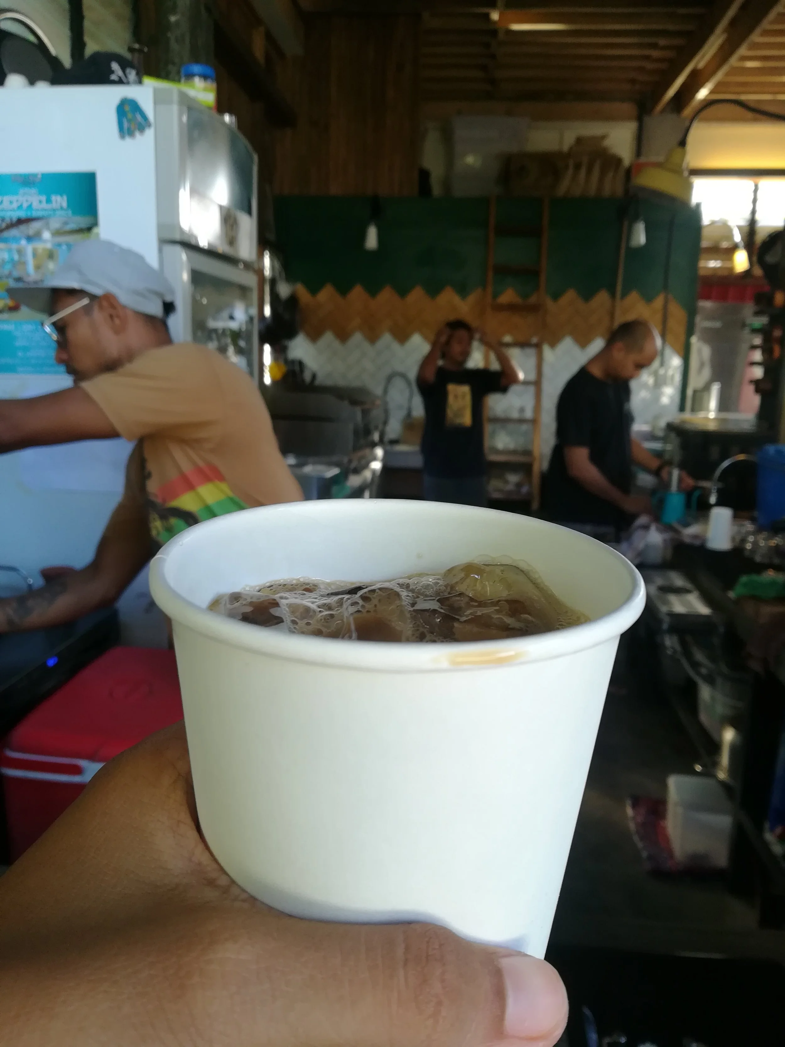 When you take your coffee to go, you get them in these paper cups (although it's still lined with plastic, bringing your own container or use a glass is still the best way to go).