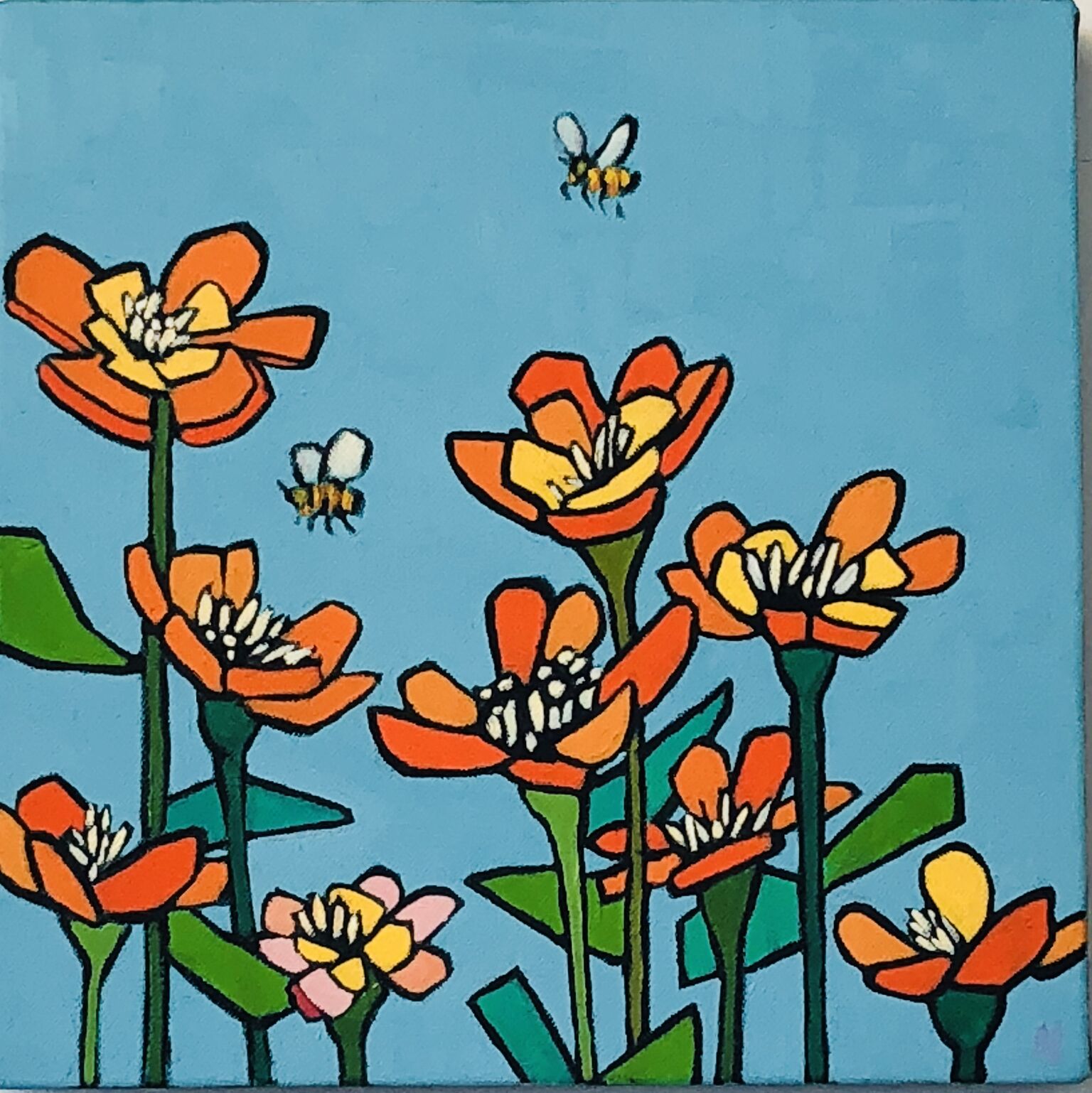 Xenia with Two Bumblebees (12x12)