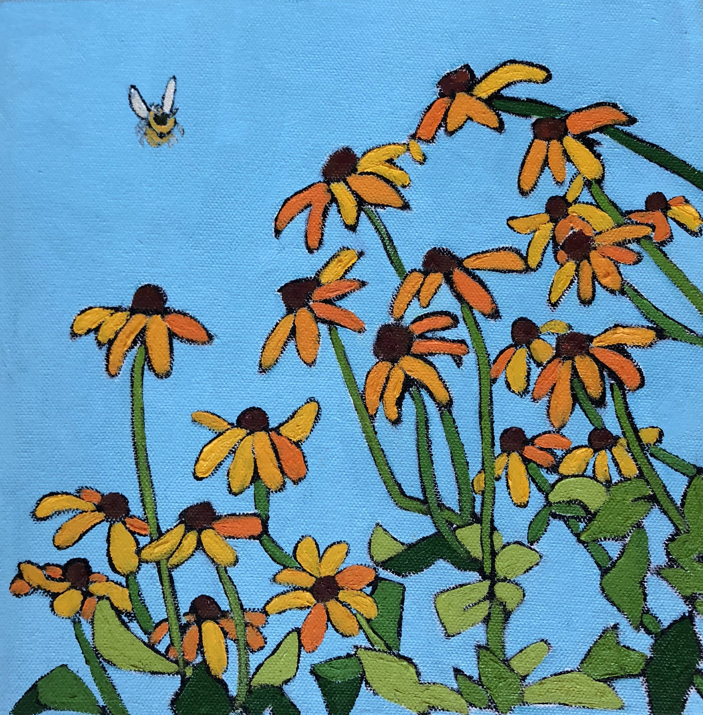 Black Eyed Susan's and Bumble Bee (II) (10x10)