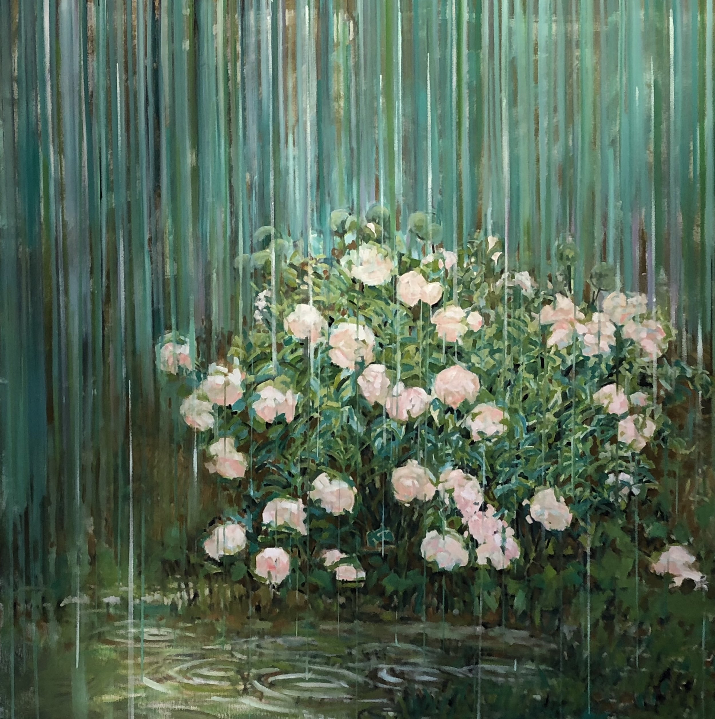 Peonies 48x48 Oil Painting