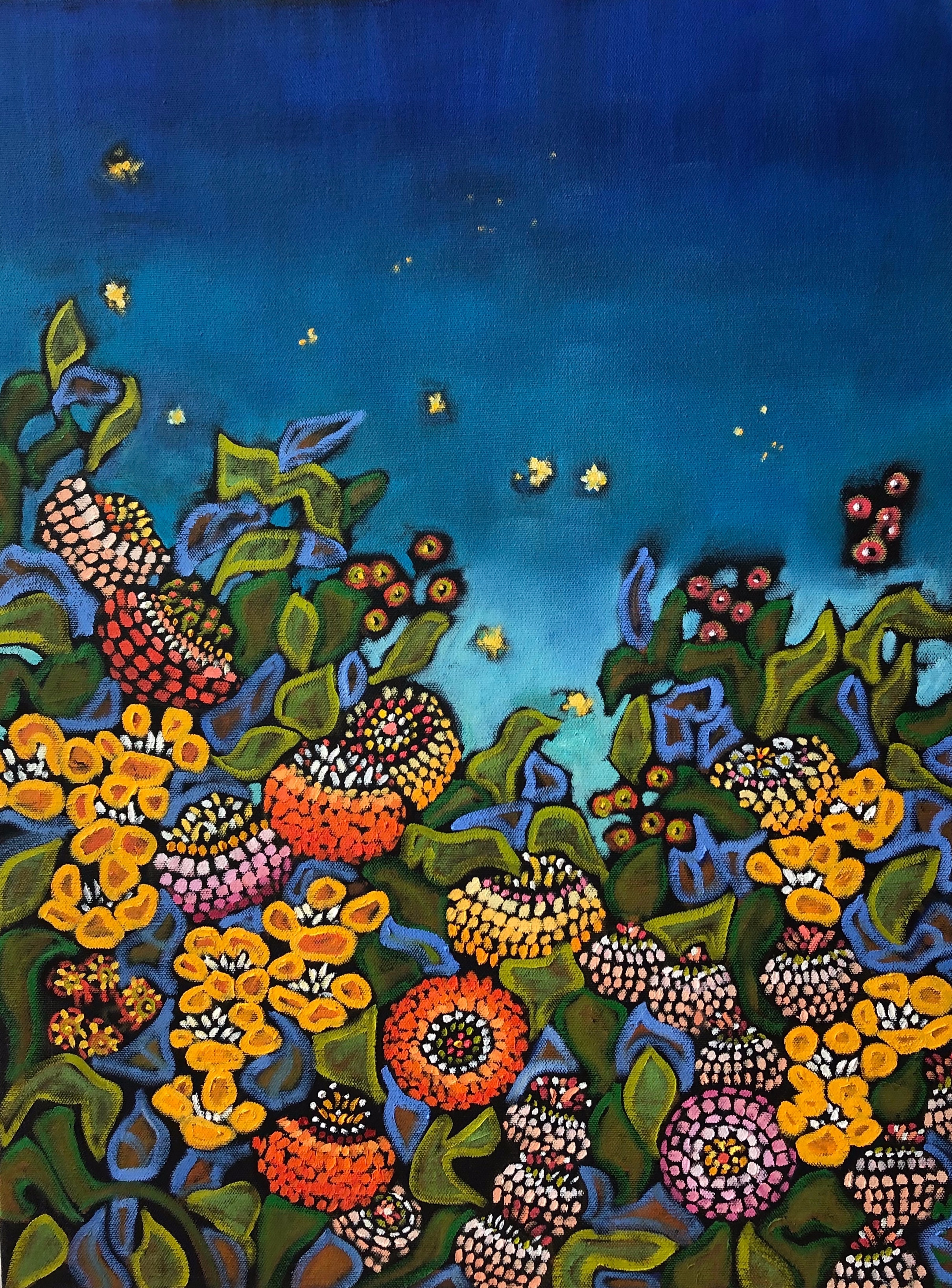 Fireflies in the Garden 18x24 Oil Painting