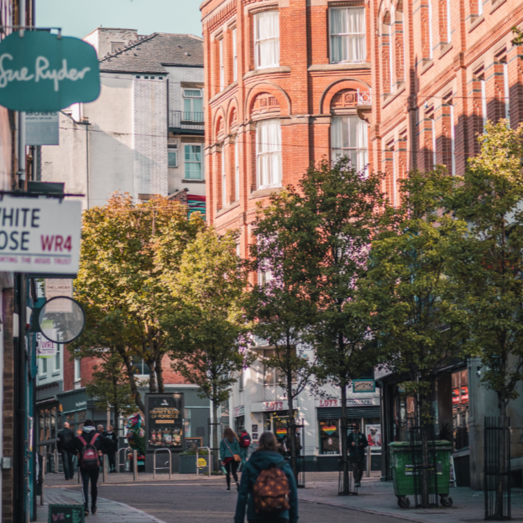 A view of one of the high streets in Nottingham