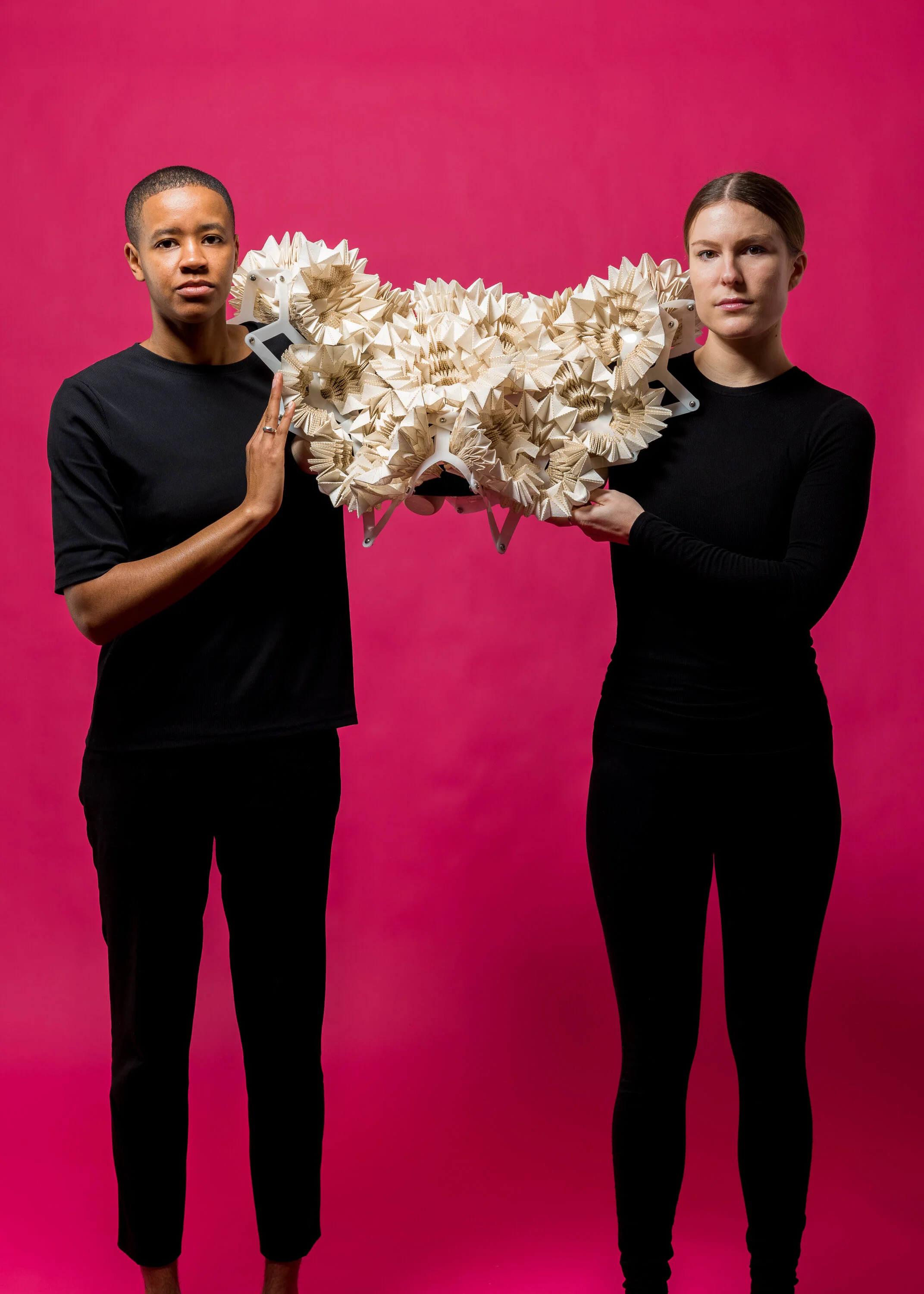 BmoreArt photoshoot, Inkjet print on cloth, 2020In between models B Bonner and Mara Meyers, Hereditament