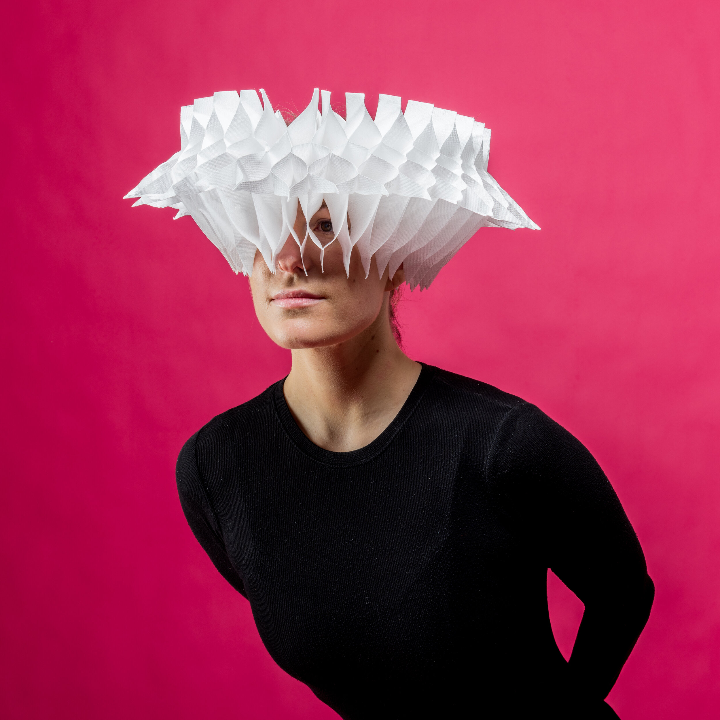 BmoreArt photoshoot, Inkjet print on cloth, 2020Model Mara Meyers wearing Living Organism