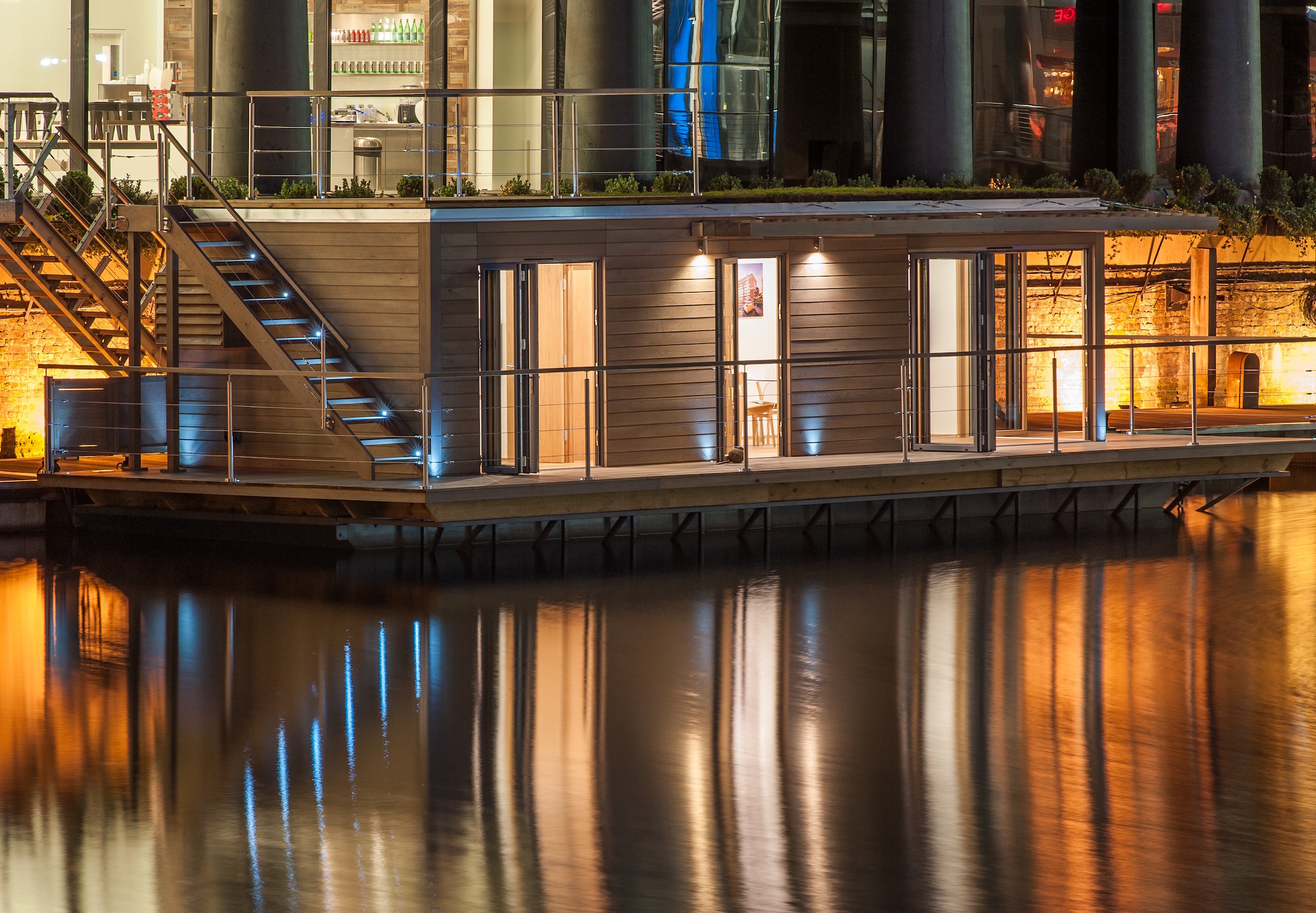 St Katharine Docks Creative hub at night