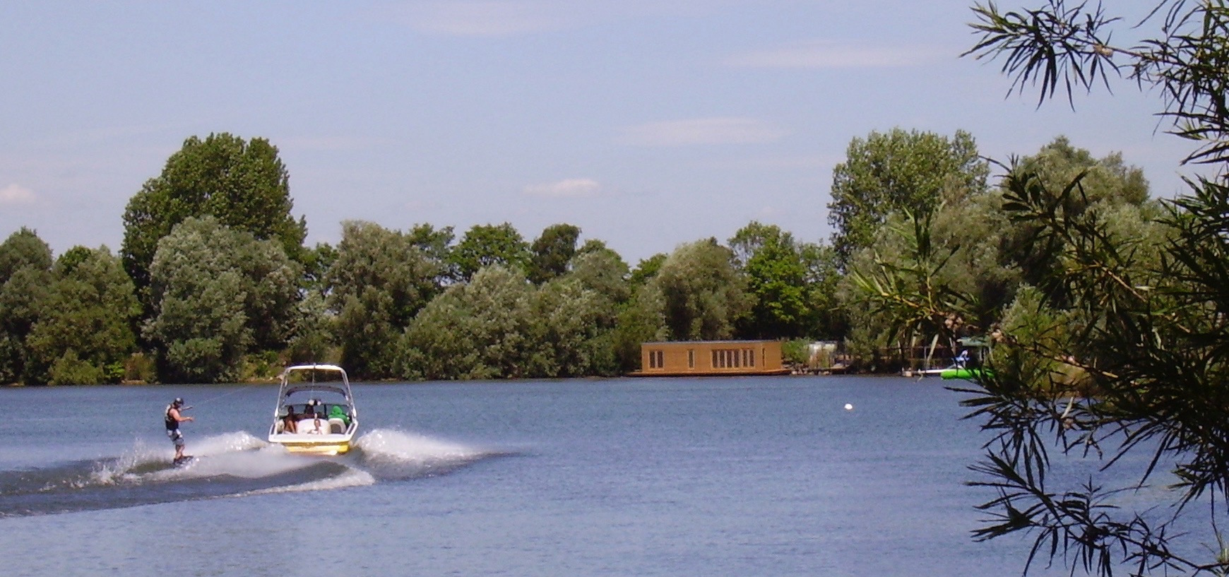 Wakeboarding at Eco Floating Homes Lake Home