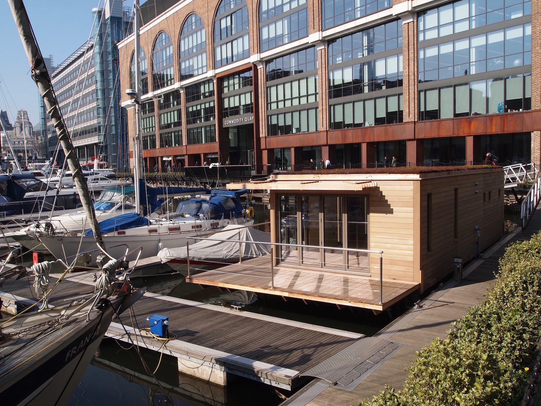 Floating home at Commodiry Quay, St Katharine Docks