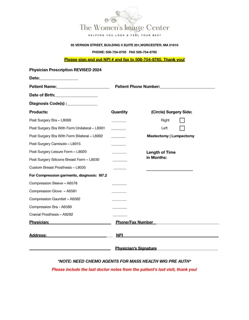 Forms — The Women's Image Center