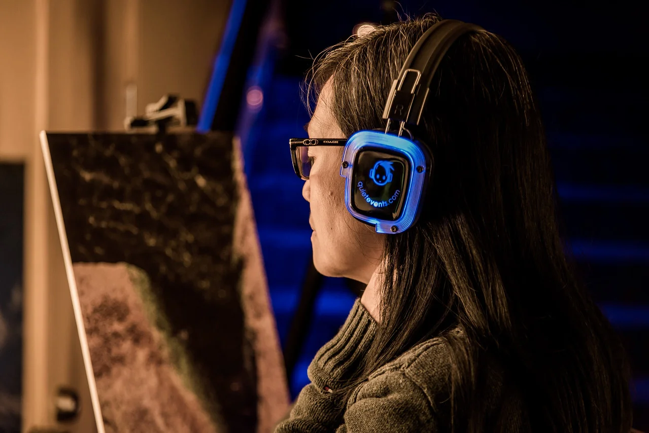 A visitor engages with Aqua Circulus at the 2018 Water Docs Film Festival.