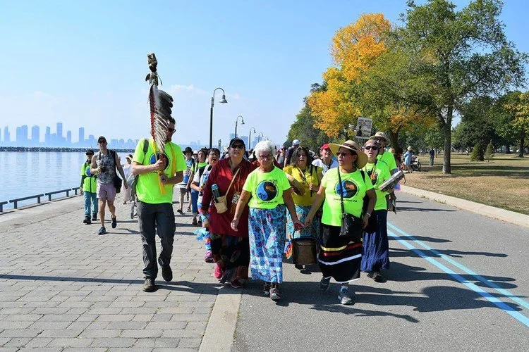 The Great Lakes Water Walk, 2017. The largest sacred water walk thus far, inspired by Grandmother Josephine Mandamin.