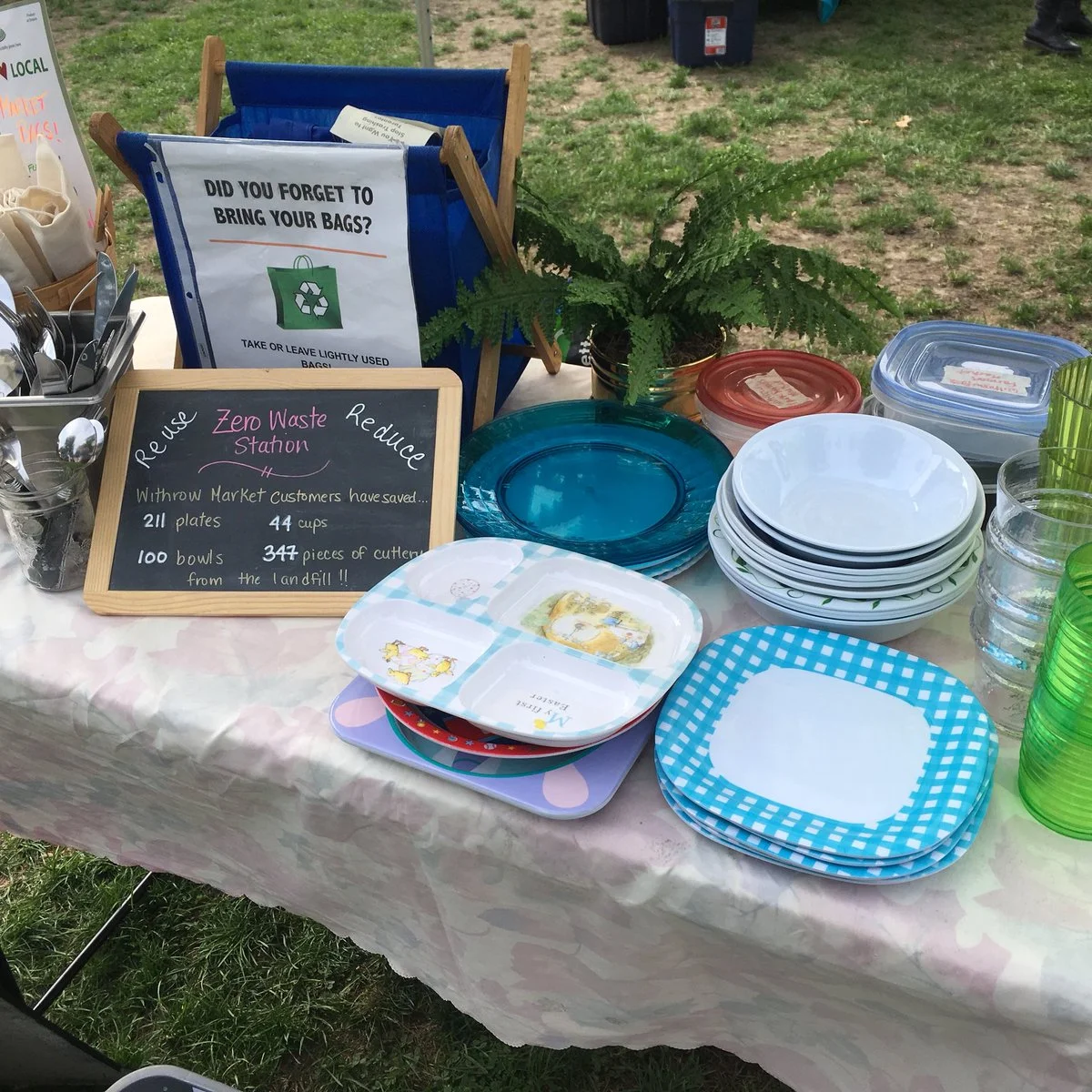Katrina Mcguire’s Zero Waste Station at Withrow Market saved over 1,000 single-use items from being used & discarded in summer of 2018 (534 cutlery, 311 plates, 150 bowls & 59 cups)