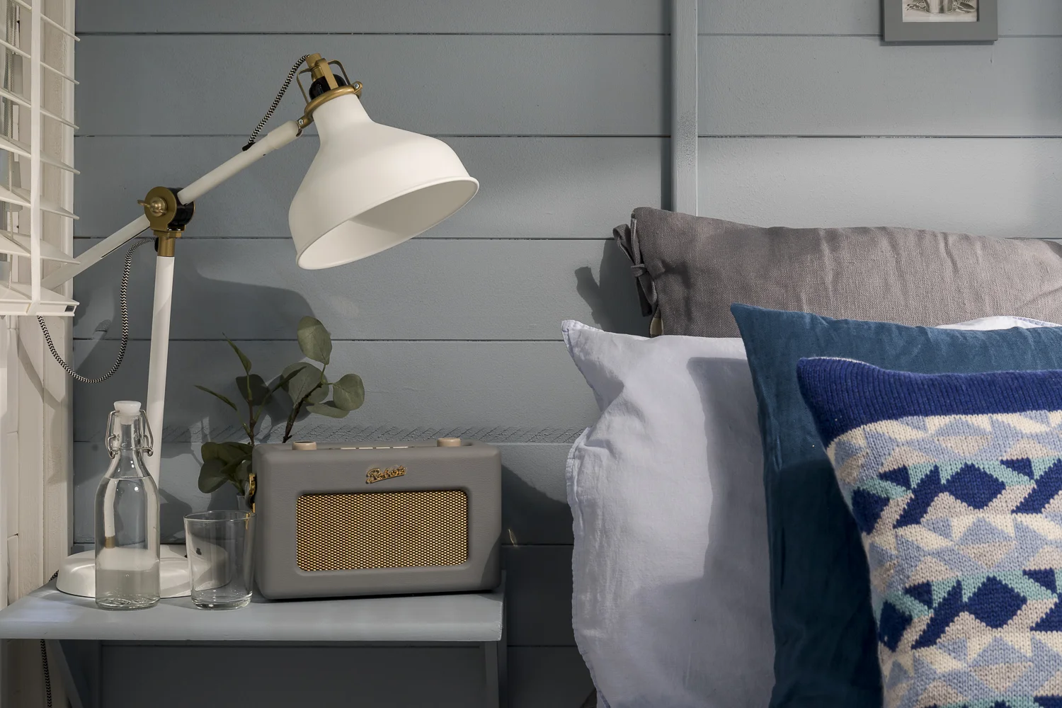 Bespoke bedside shelves painted in Driftwood Blues
