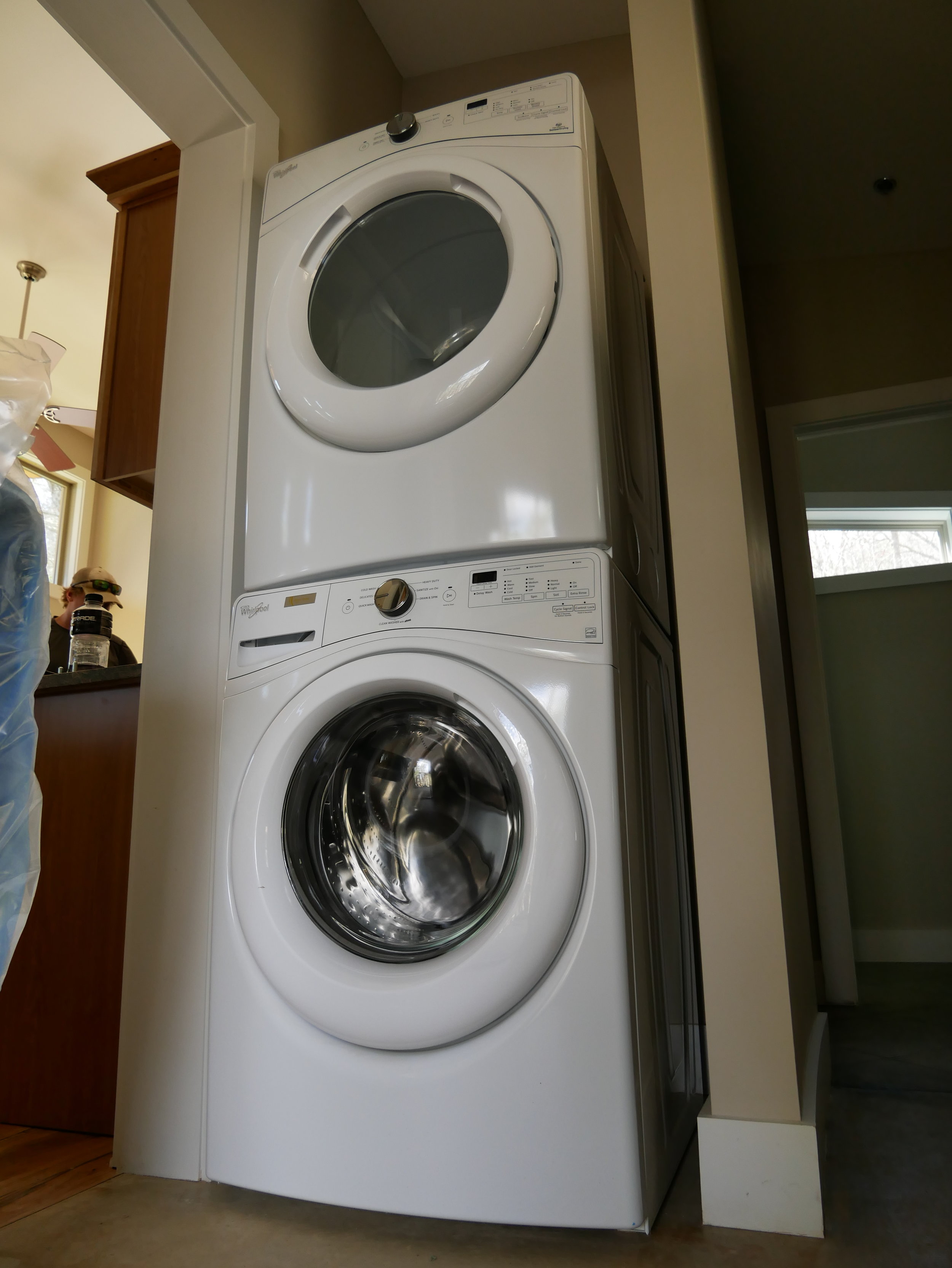 Each cabin has a washer and dryer.