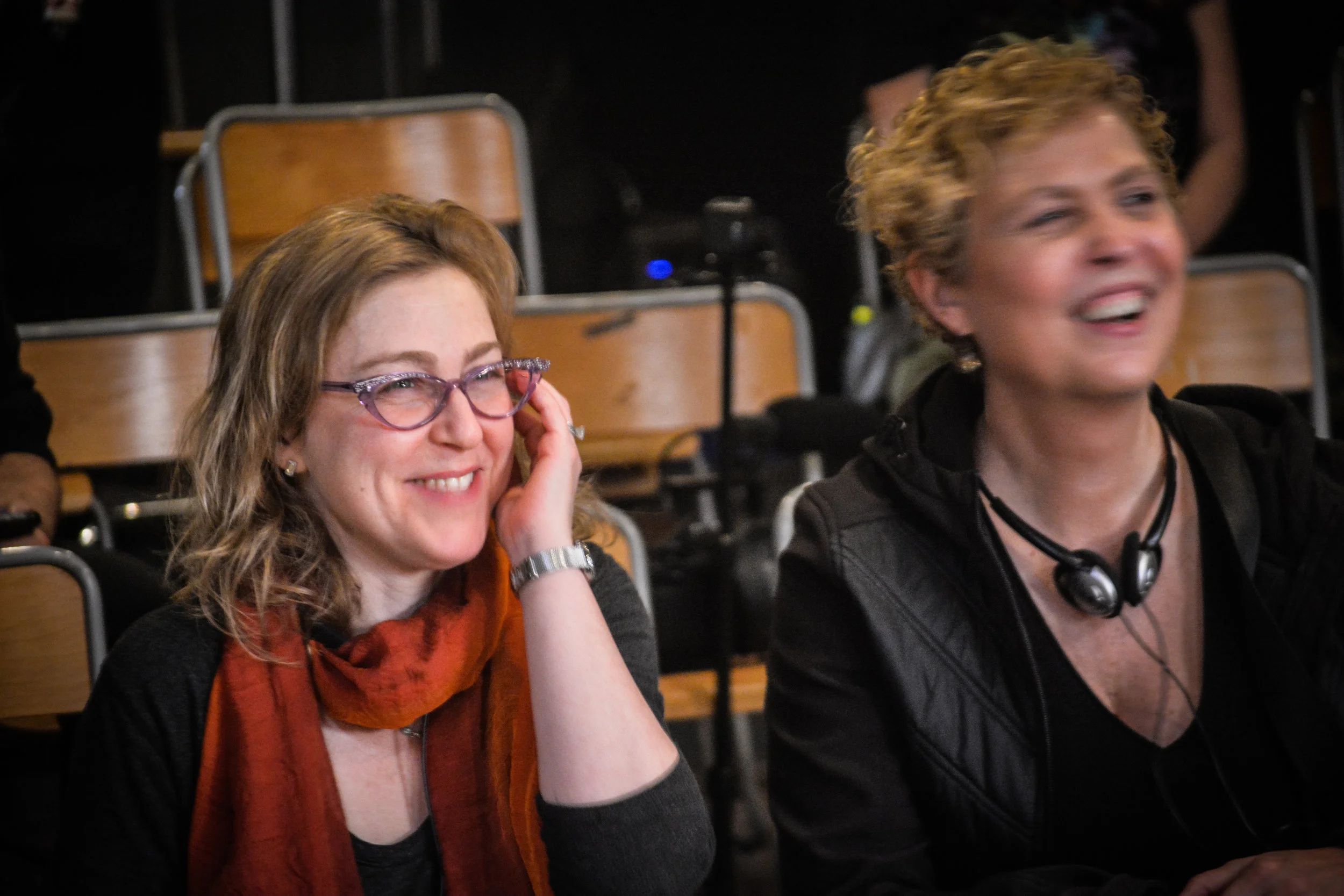EP/Writer JEN RUDIN on set with DR. MELISSA NISHAWALA, NYU Sloan Adviser