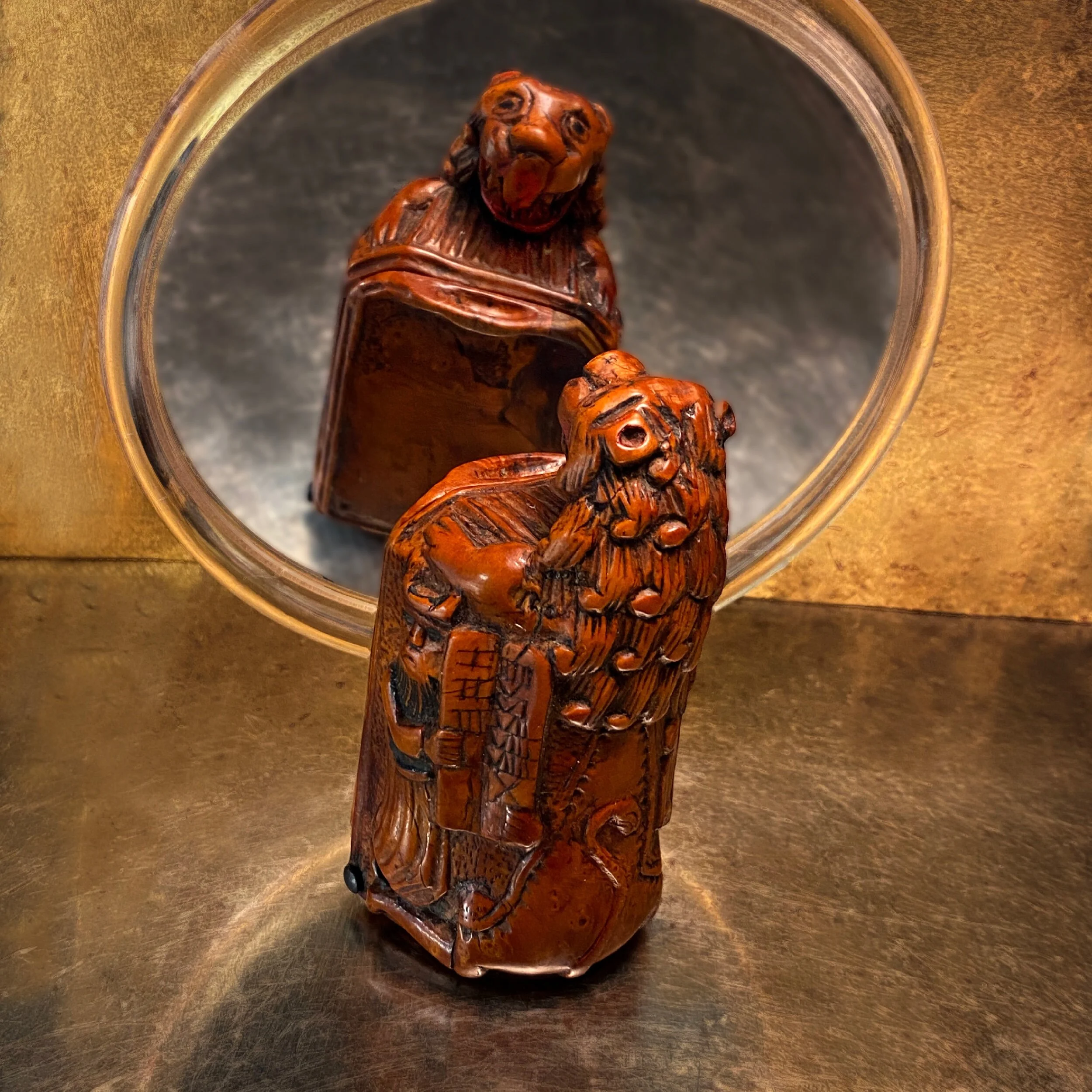 Antique Snuff Box, Wooden Box, 18th Century Snuff, Antique Boxes, Antiques for Sale,  Lion Carving