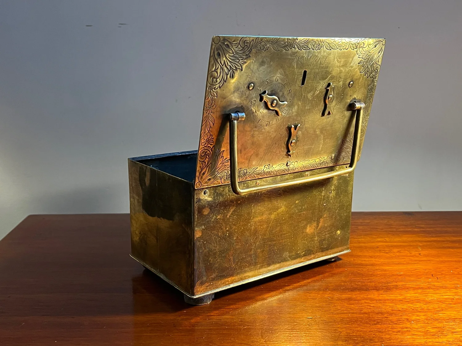 Georgian Brass Combination Lock Casket, Probably England. 18th