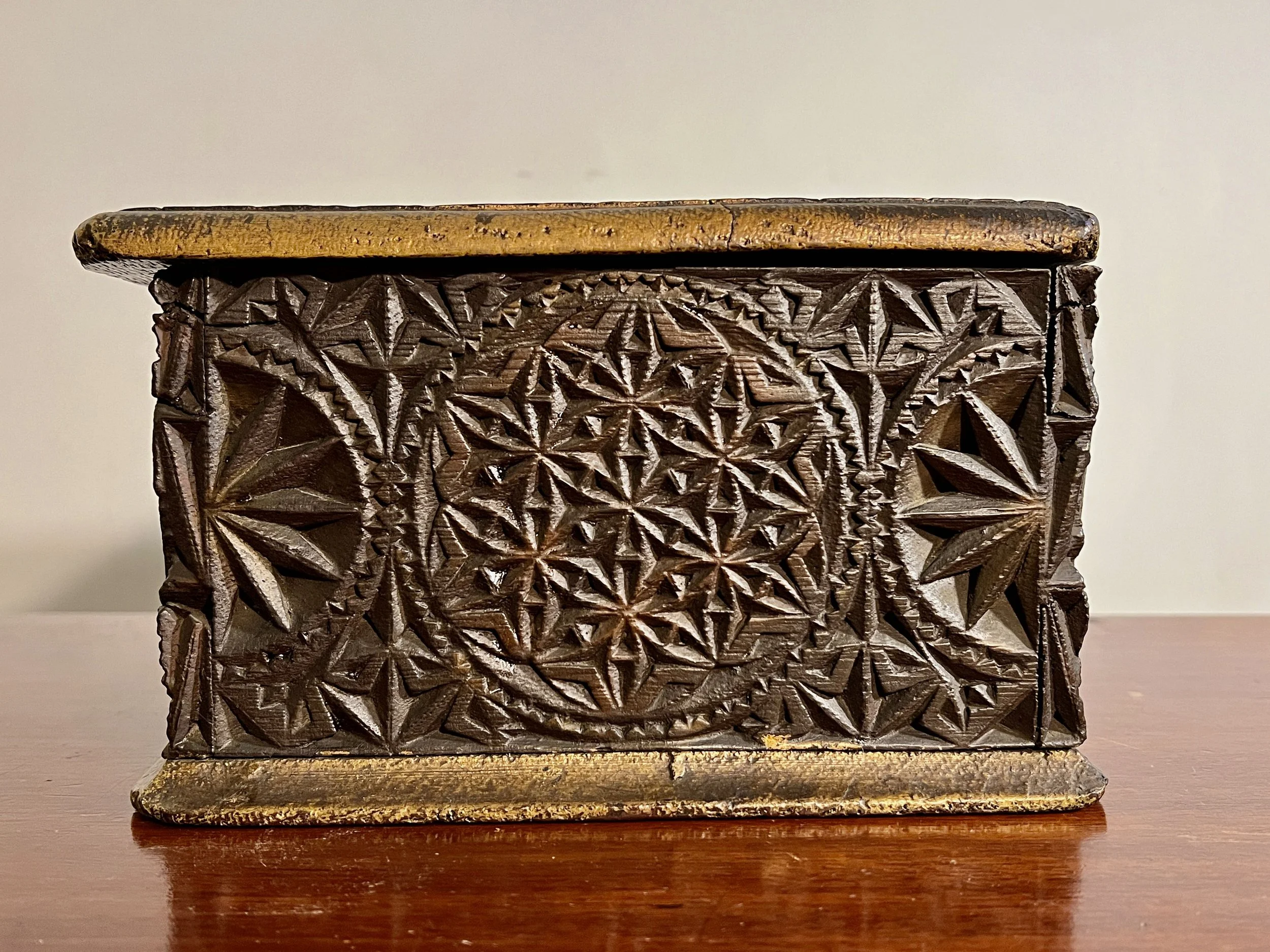 Wales Oak Chip Carved Sevens Casket, 17th Century.