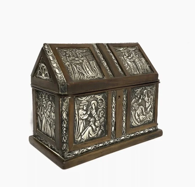 Europe Silver and Wood Repousse Panels Revivla Casket, 19th c