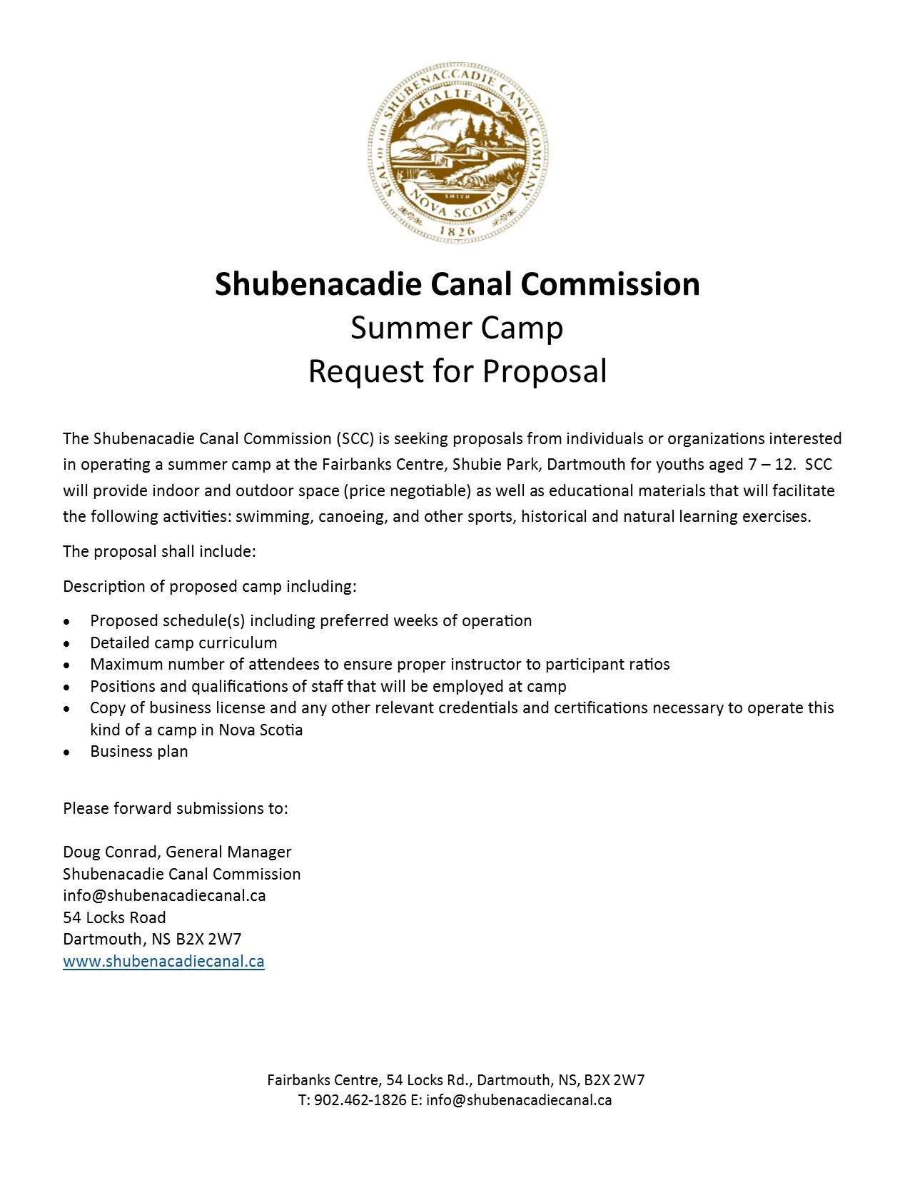 Summer Camp Request for Proposal