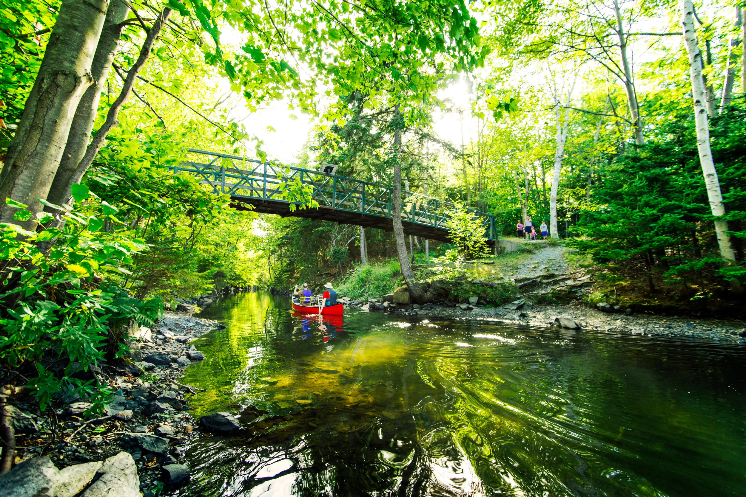 Visitors enjoying the "Deep Cut" from the water and the trail. 