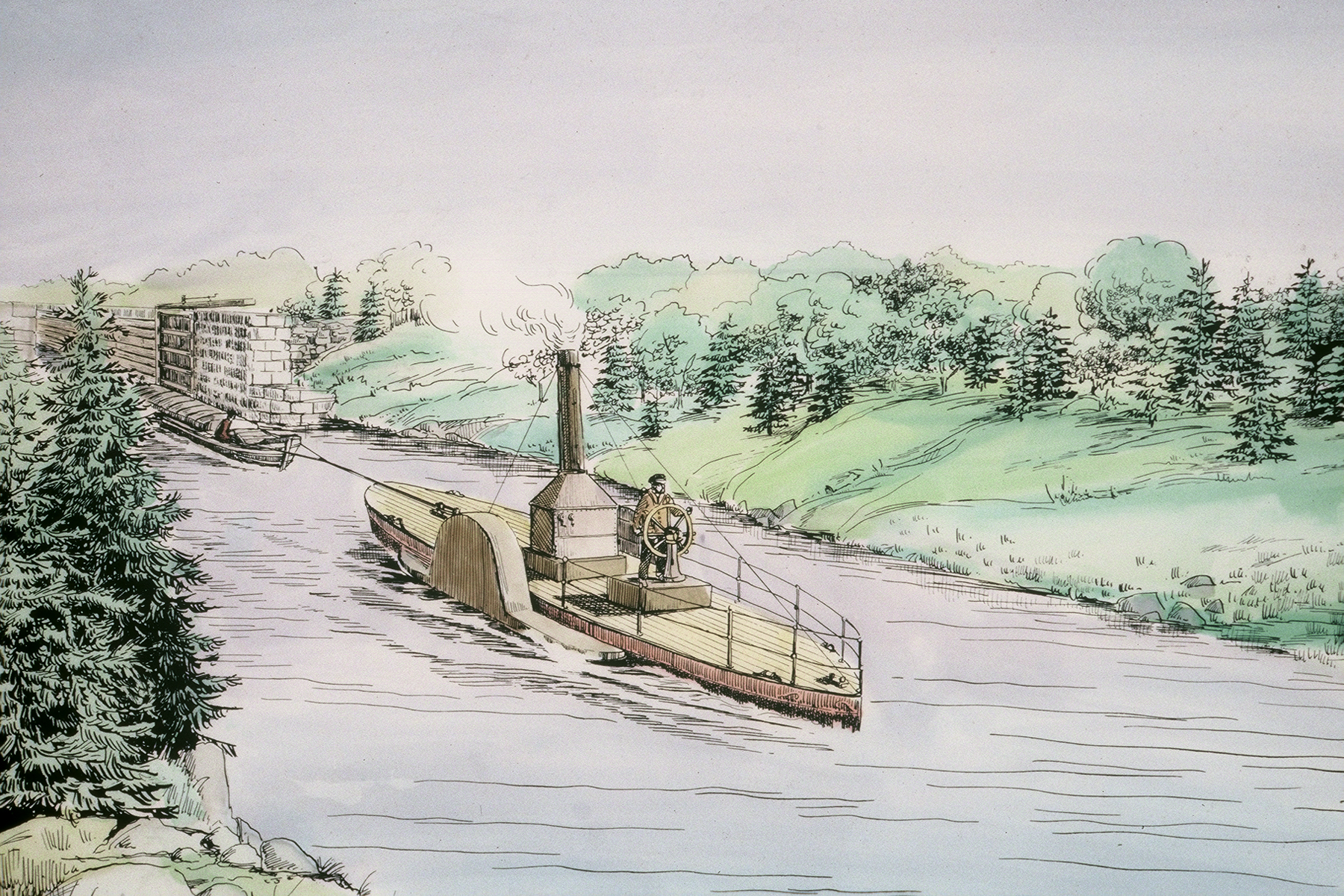 Sketch of the Avery working on the Canal.
