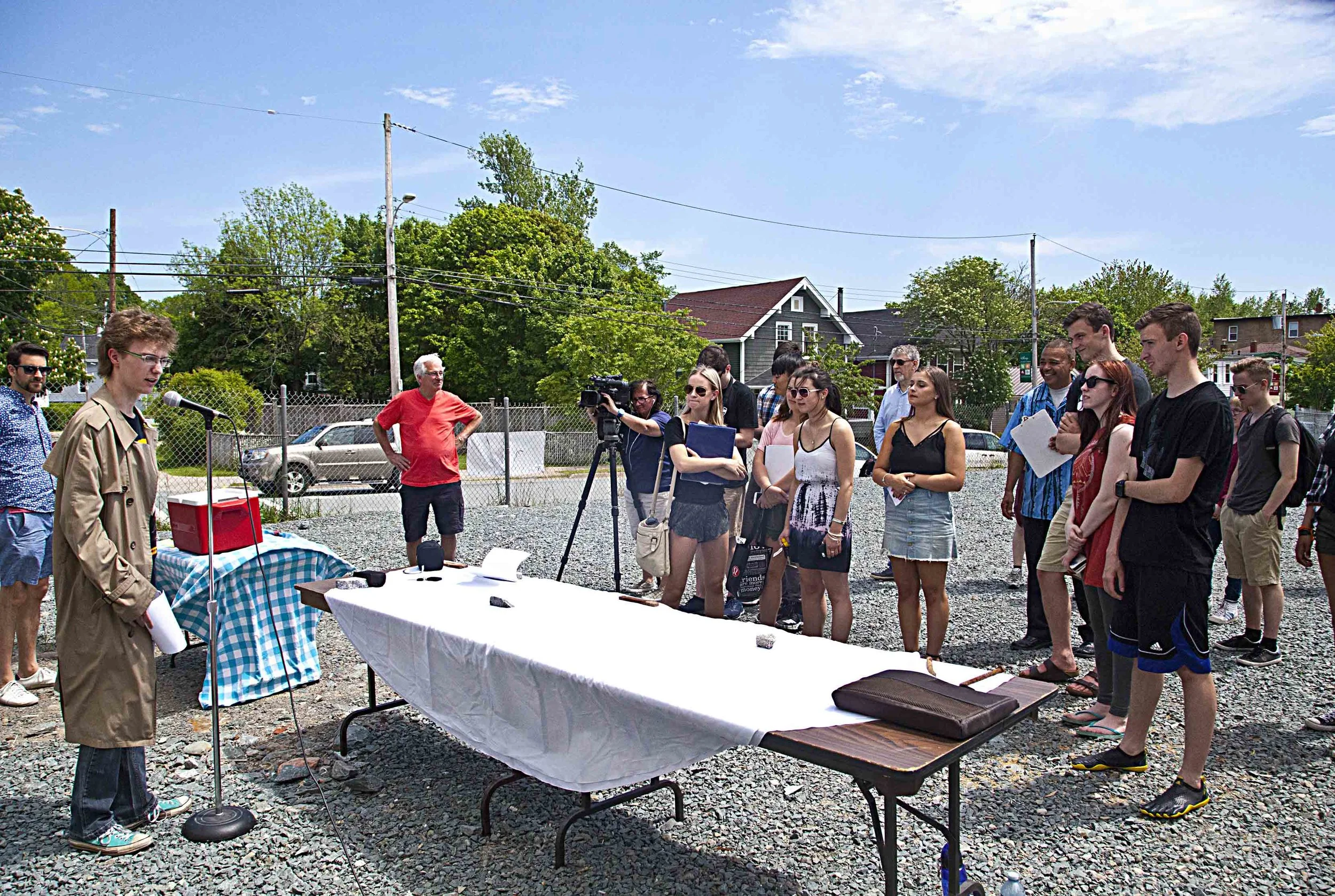 Ethan Gysbertsen, Grade 12 Global Geography student, reading his letter at the event.