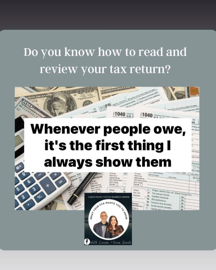 New episode! 🎙️

Comment PODCAST and we will send you the link! 

Do you know how to read your tax return? Do you review your tax return when your CPA sends it over? Do you know how?&nbsp;

In this episode we explain the numbers on your personal tax