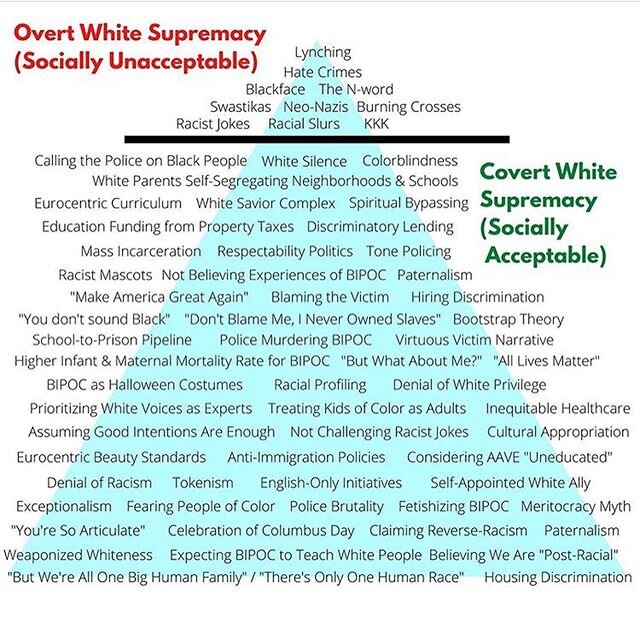 &ldquo;And who gets to say what is OVERT or COVERT white supremacy? Covert for whom? Consider that many of these [teaching] tools are made for white people to understand not for Black people to get free. I can SEE all of this.&rdquo; @ihartericka | &