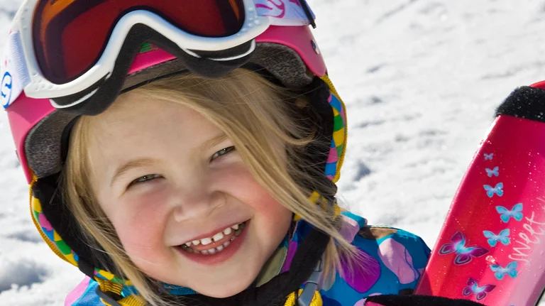 Caucasian girl with ski goggles