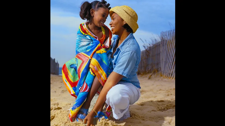 Mother and child at beach portrait