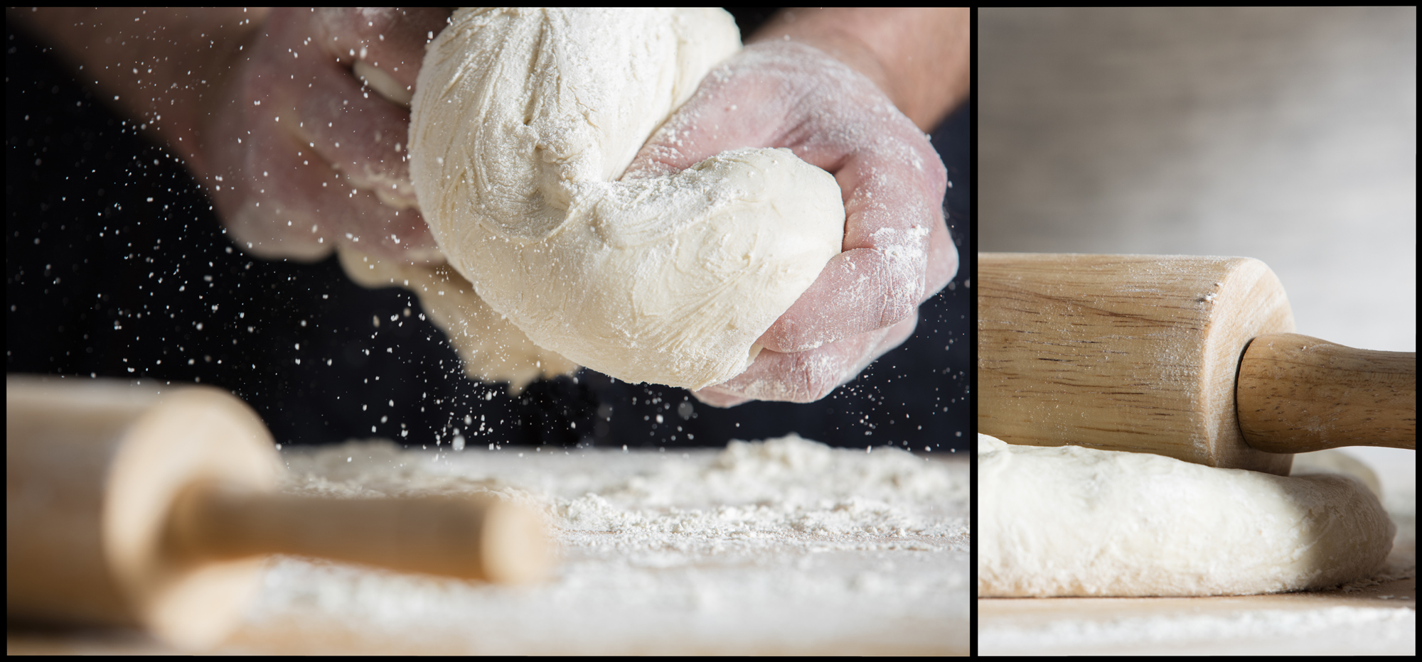 Rolling Pin with Flour and Dough