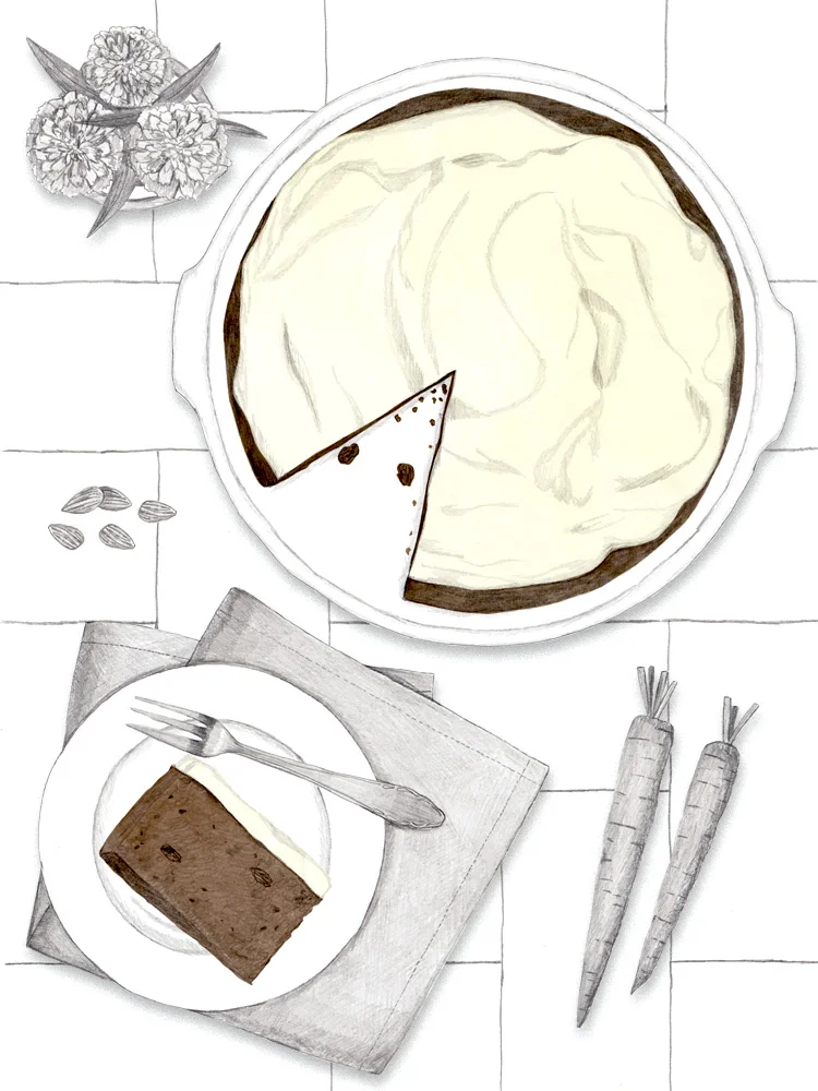 Saftiger Karottenkuchen mit cremigem Frischkäse Topping