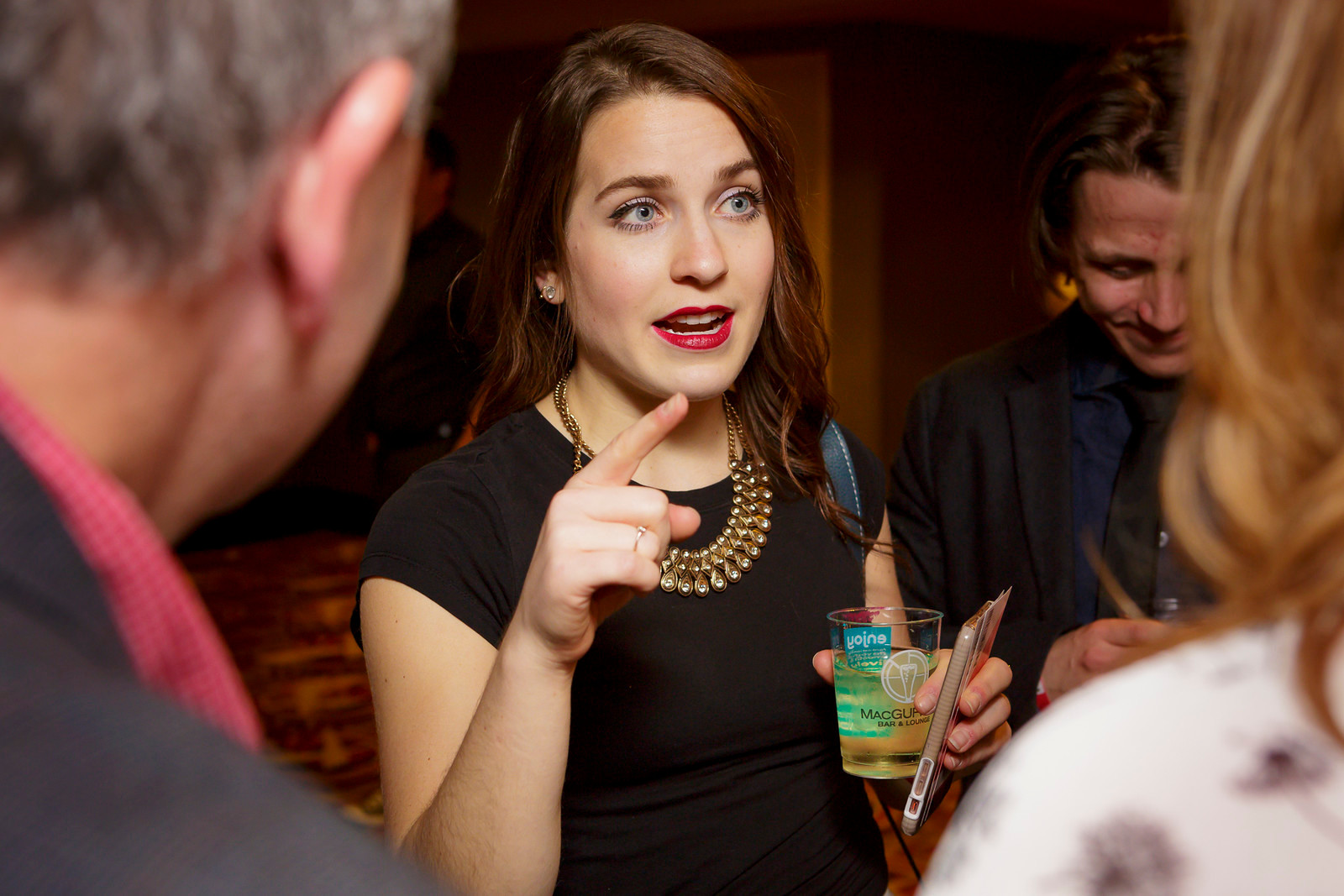 Erin Allegretti (Marylin Foster) mingles at the cocktail hour.