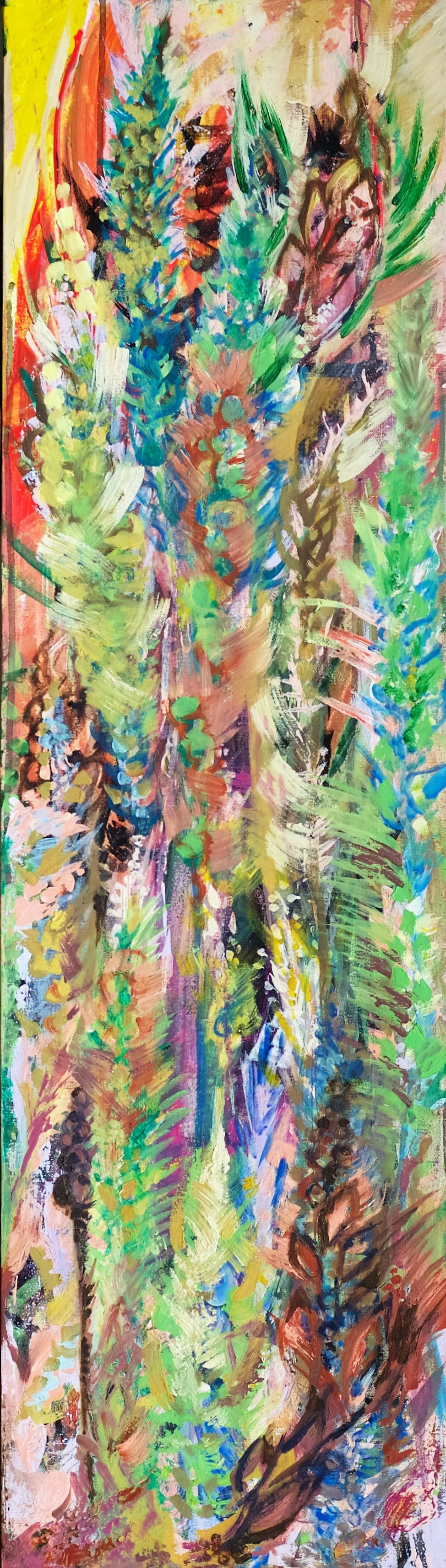 "Wheat and the Tares", 12x36, acrylic & oil on canvas, 2015. Abstract realism interpertation of the parable found in Matthew 13: 24-30