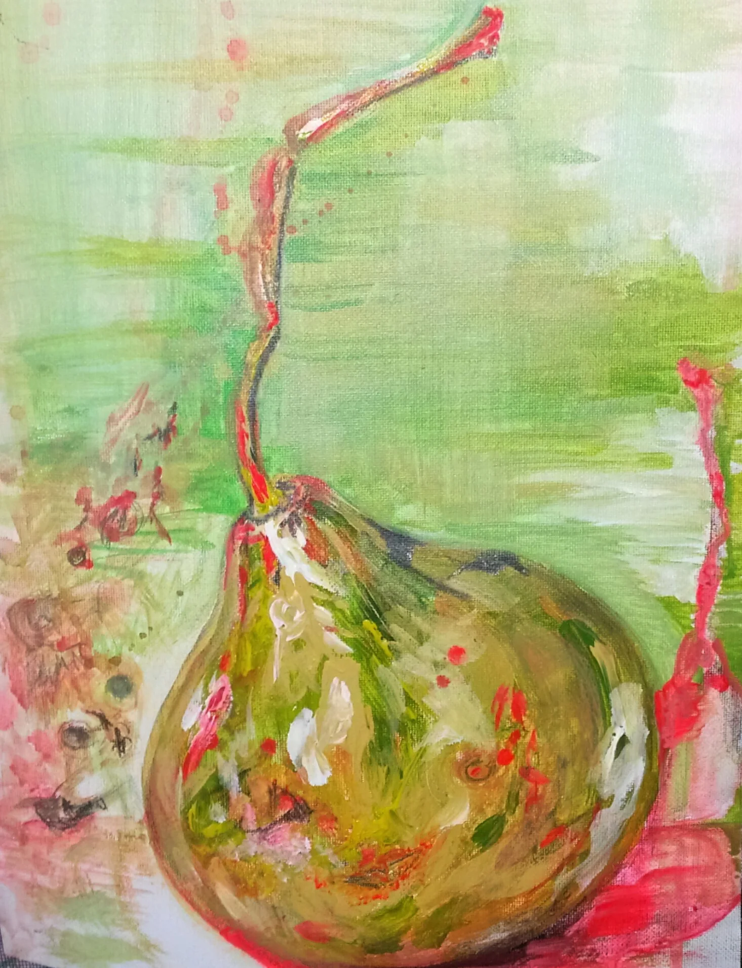 "Ripening, a wild fruit", 16x20, acrylics and graphite on unstretched canvas, 2012