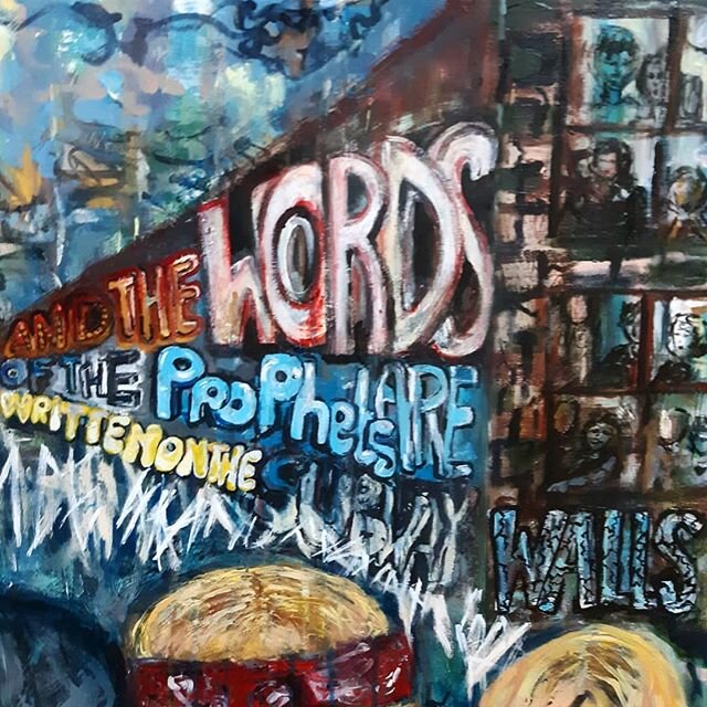 Friday News Roundup:
1. &quot;And the words of the prophets are written on the subway walls.&quot; I painted this Simon &amp; Garfunkel quote to depict the false &quot;prophets&quot; that pervade the walls of the internet, and the bombardment of mess