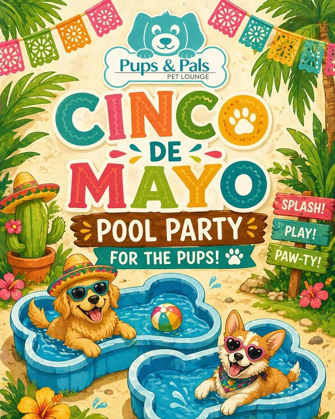 Our first Pool Party of the year - Tuesday, May 5th! 💦🐾

Expect tropical vibes, fun in the sun, plus fun photo shoots of your pup splashing in the pool! 

Call, Text, or use your app to sign up today! Dont let your pup miss out on the poolside fun!
