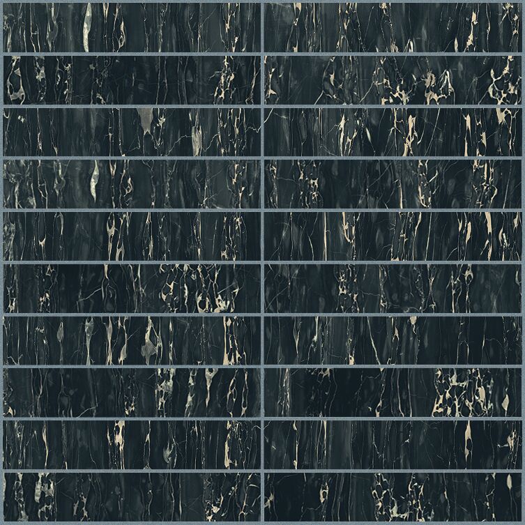 Portoro glossy mosaico 3x15 30x30 cm