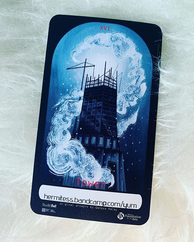 Tower is out today in all the places, find it on @bandcamp in it&rsquo;s physics Tarot form, illustrated by the wonderful @genevalhaley 
I&rsquo;m so grateful to everyone had helped me make this. I was not prepared for it&rsquo;s subject matter to be