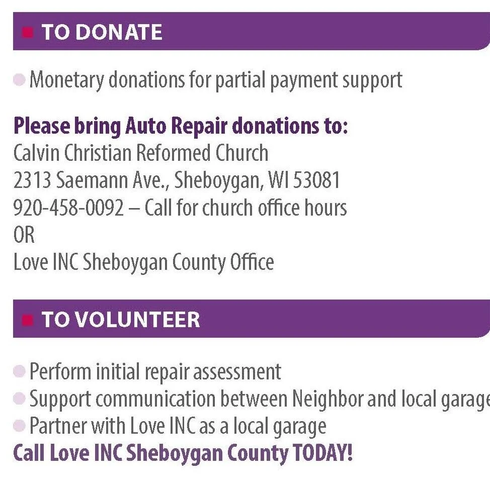 Auto Repair Gap Ministry — Love INC of Sheboygan County