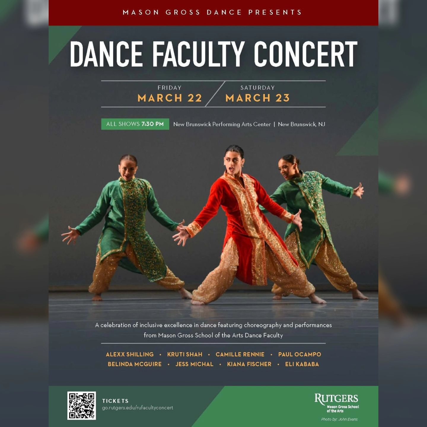 Catch our Junior, Senior and Adult Performance Team Students perform at Rutgers University, Mason Gross School of the Arts Dance Faculty Concert on March 22 &amp; 23 alongside @mskrukru 

Help us celebrate and support the arts!! &hearts;️

For ticket