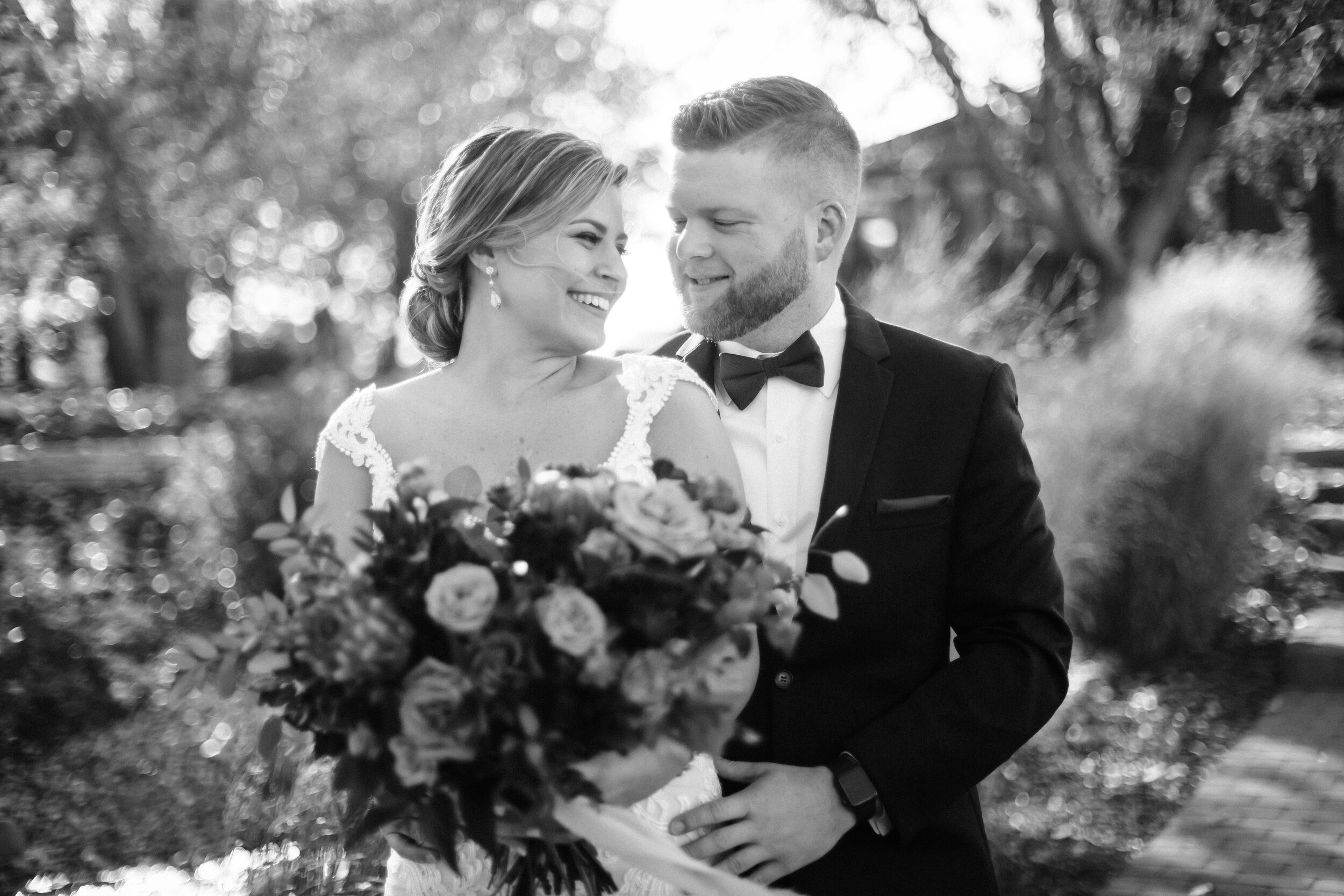 Black and white bride and groom at Pear Tree Estate