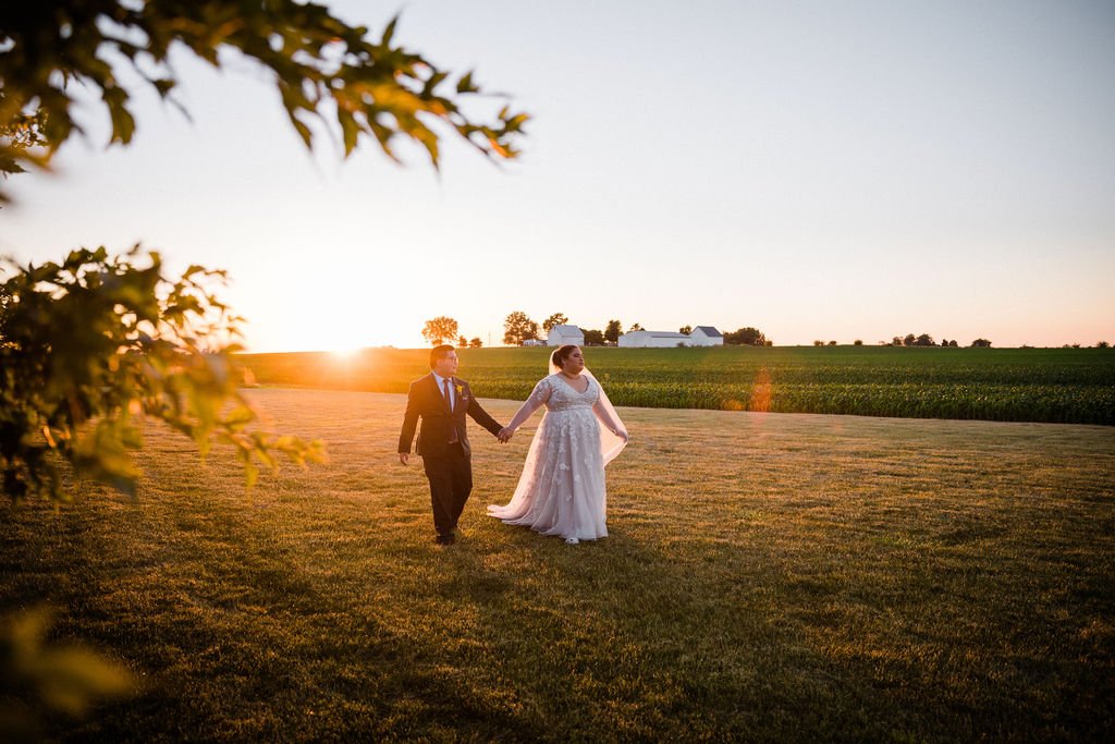 Couple in sunset at Pear Tree Estate Champaign Illinois