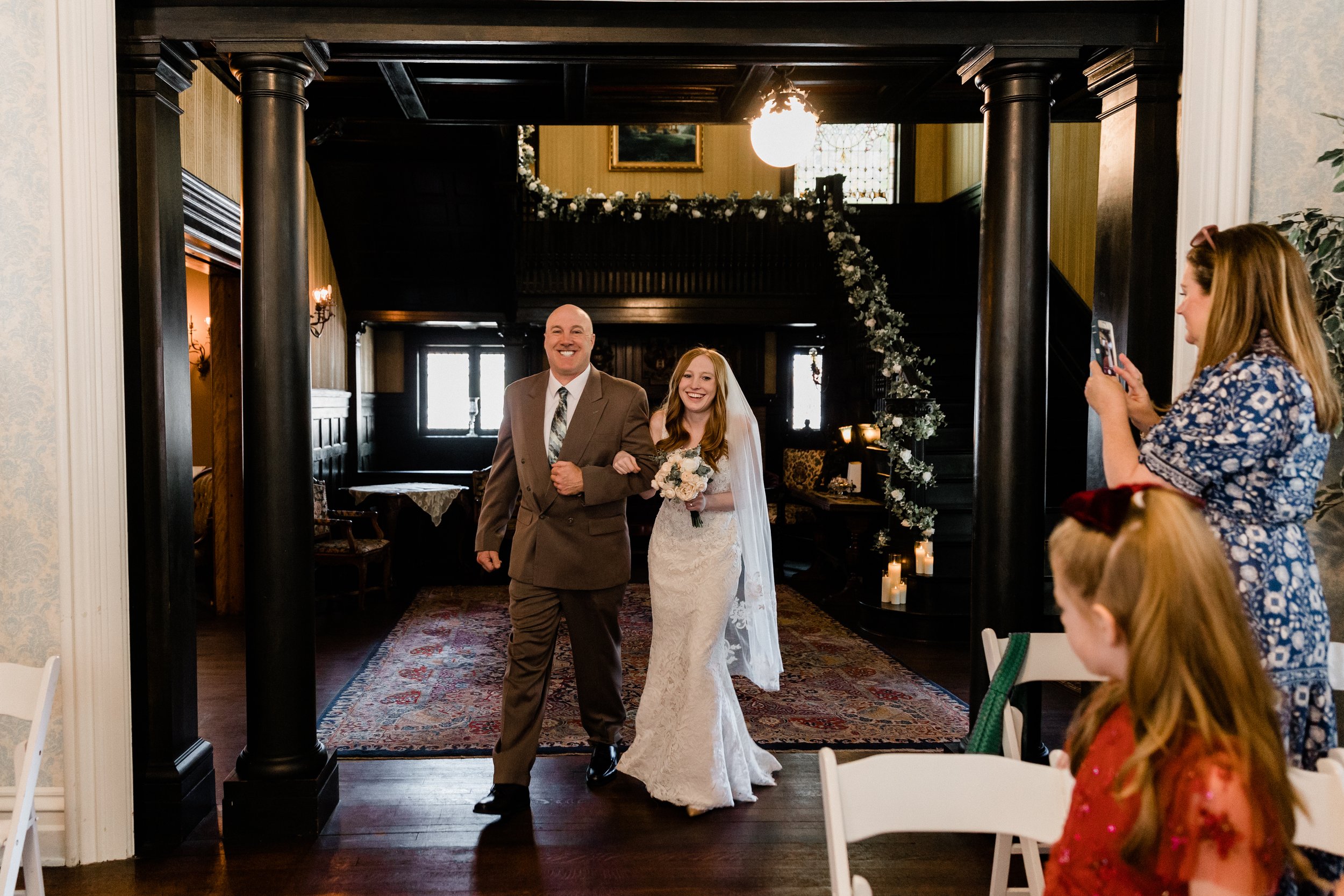 Intimate wedding Vrooman Mansion Bloomington Illinois