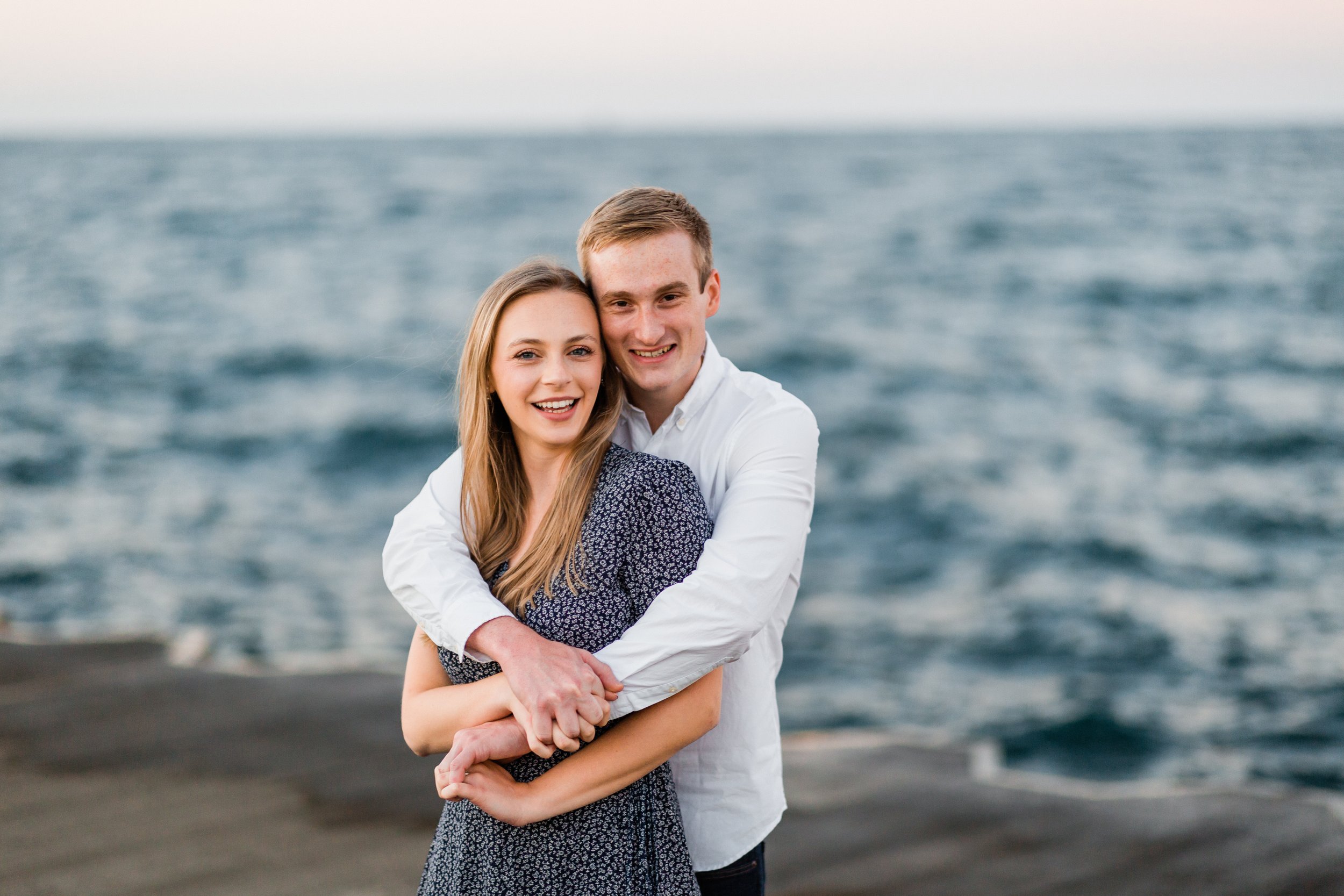 Engagement session at Lake Michigan lakefront Chicago Illinois